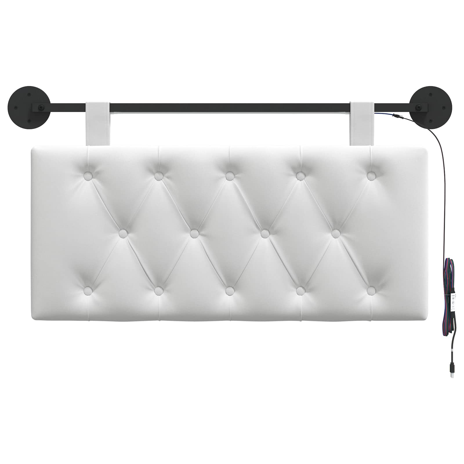 Tête de lit suspendue Avec lumière LED Blanc Tissu - XIOS