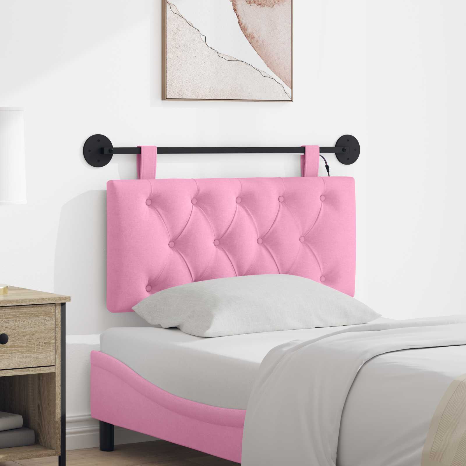 Tête de lit suspendue Avec lumière LED Rose Tissu - XIOS