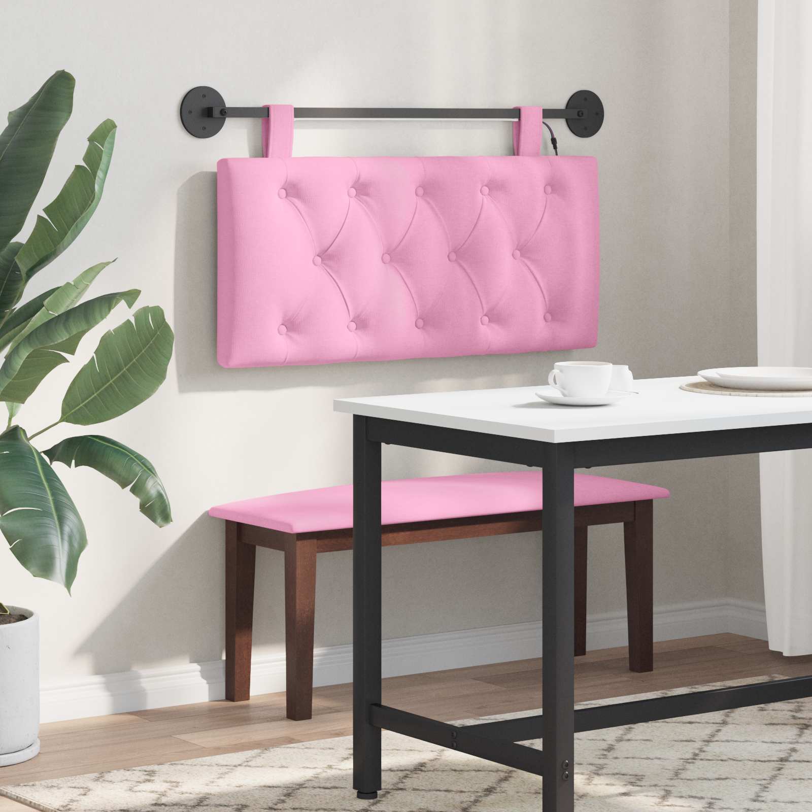 Tête de lit suspendue Avec lumière LED Rose Tissu - XIOS