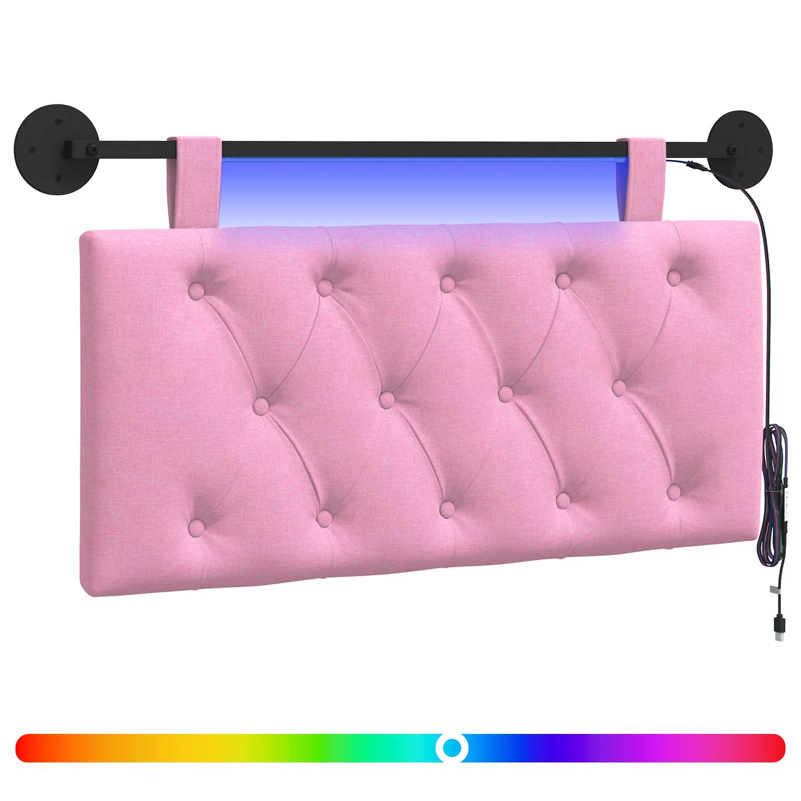 Tête de lit suspendue Avec lumière LED Rose Tissu - XIOS