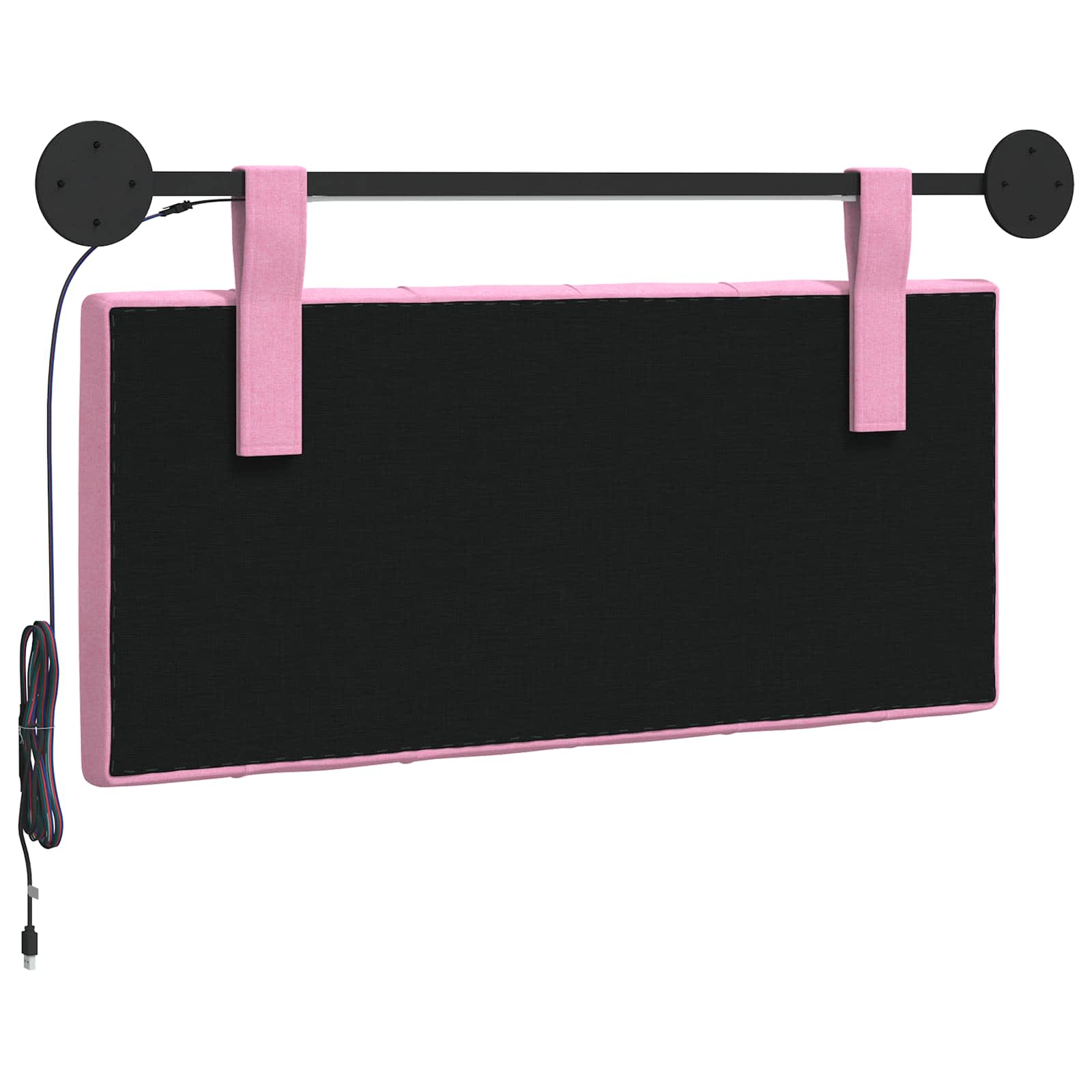 Tête de lit suspendue Avec lumière LED Rose Tissu - XIOS