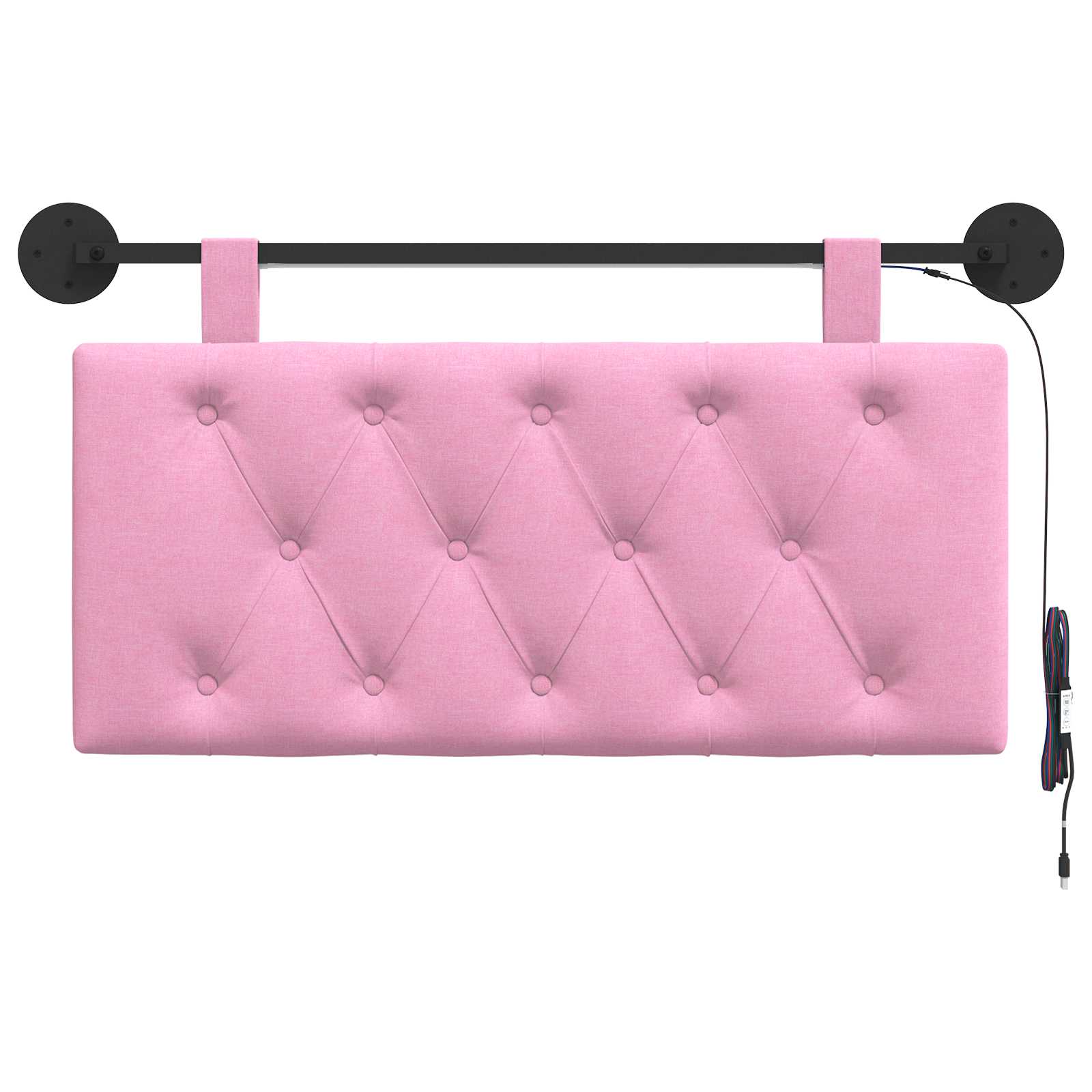 Tête de lit suspendue Avec lumière LED Rose Tissu - XIOS
