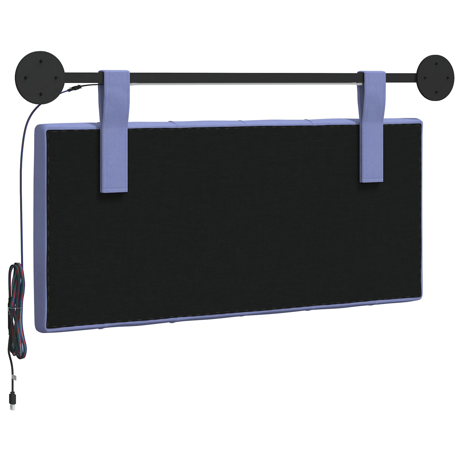 Tête de lit suspendue Avec lumière LED Bleu denim Tissu - XIOS