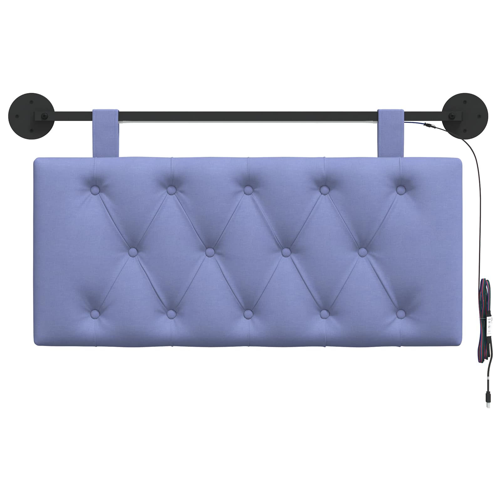Tête de lit suspendue Avec lumière LED Bleu denim Tissu - XIOS
