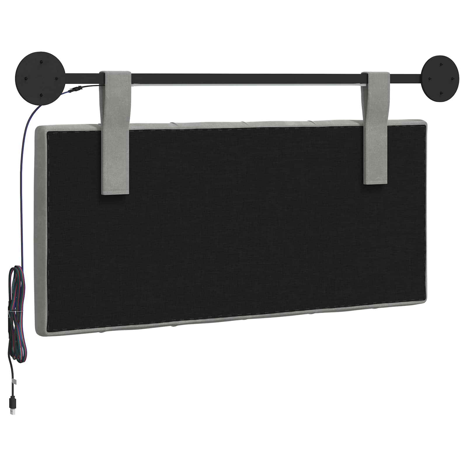 Tête de lit suspendue Avec lumière LED Gris clair Velours - XIOS