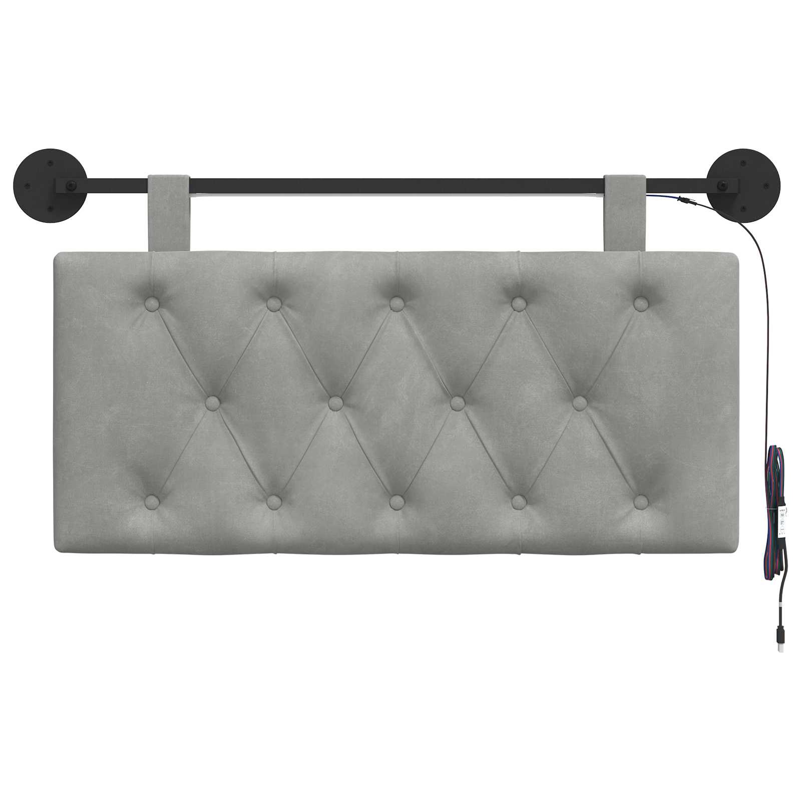 Tête de lit suspendue Avec lumière LED Gris clair Velours - XIOS
