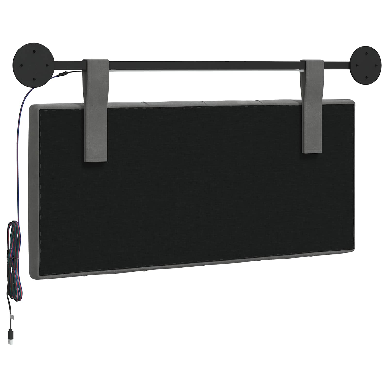 Tête de lit suspendue Avec lumière LED Gris foncé Velours - XIOS