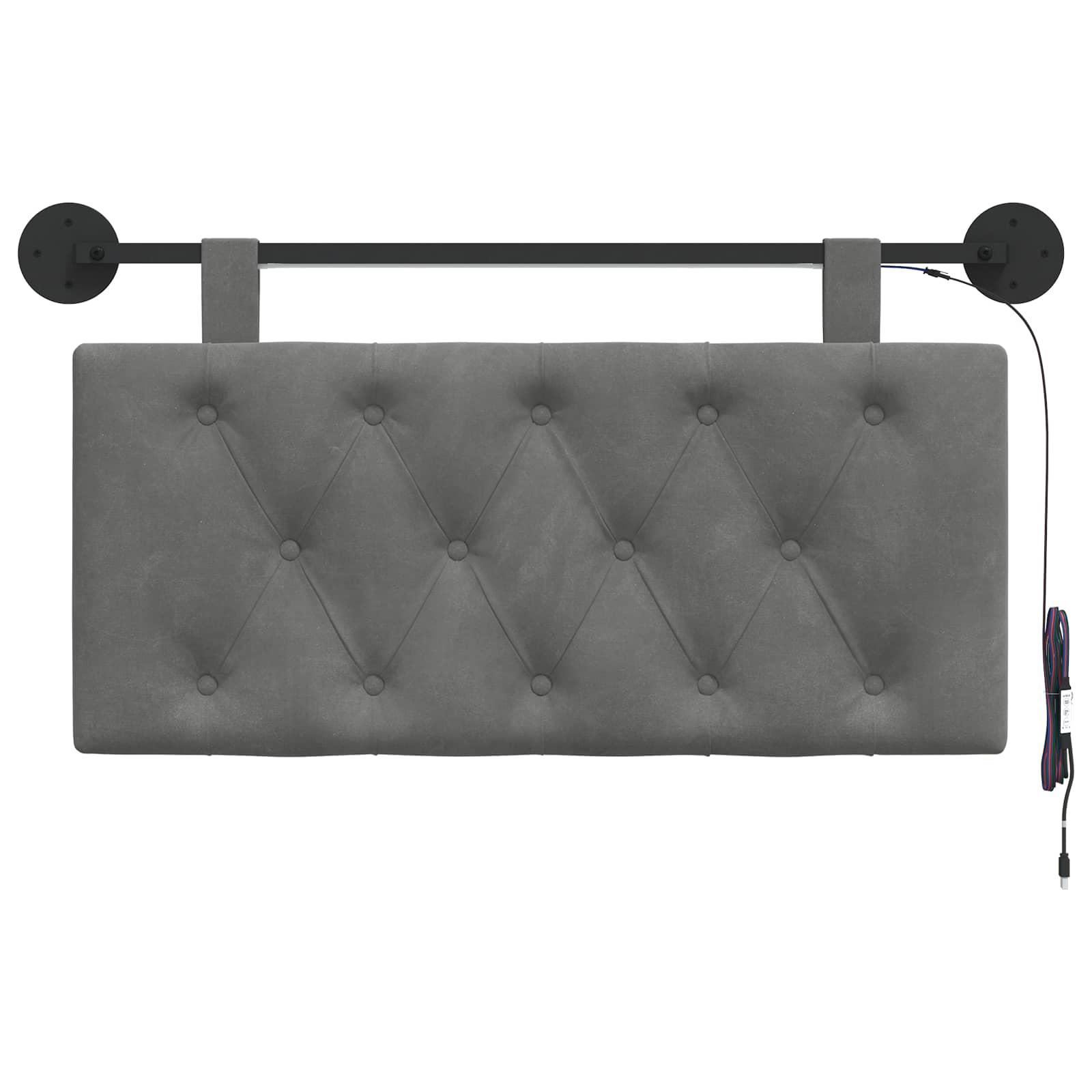 Tête de lit suspendue Avec lumière LED Gris foncé Velours - XIOS