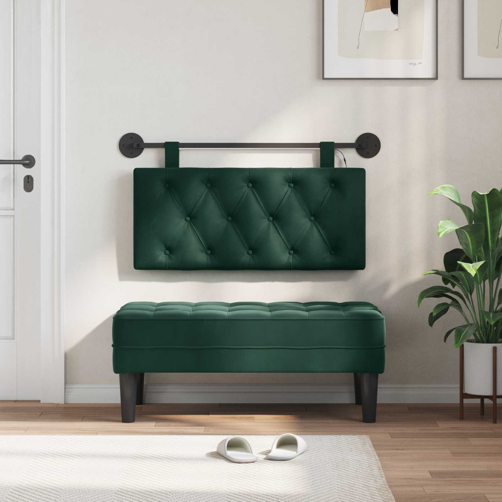 Tête de lit suspendue Avec lumière LED Vert foncé Velours - XIOS