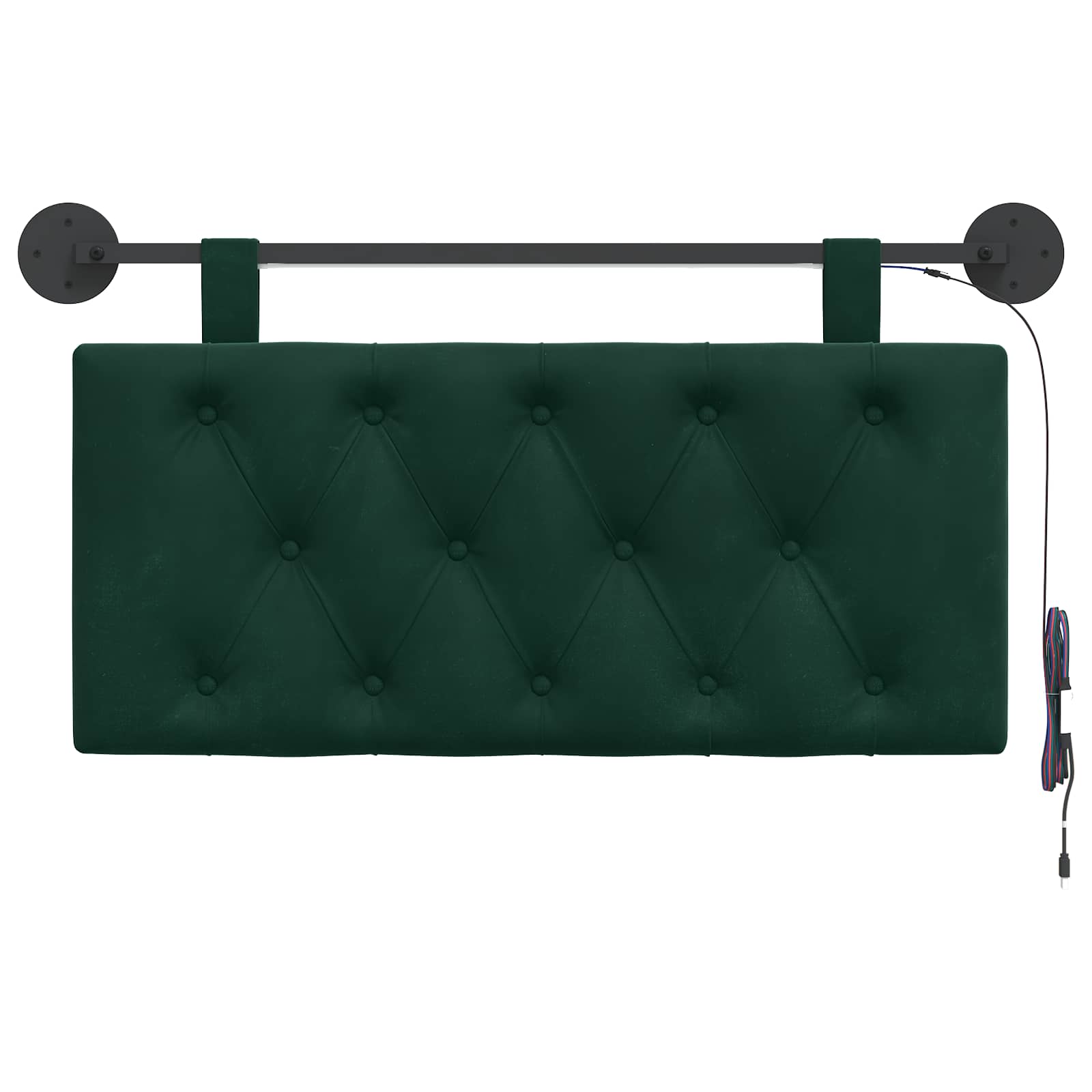 Tête de lit suspendue Avec lumière LED Vert foncé Velours - XIOS