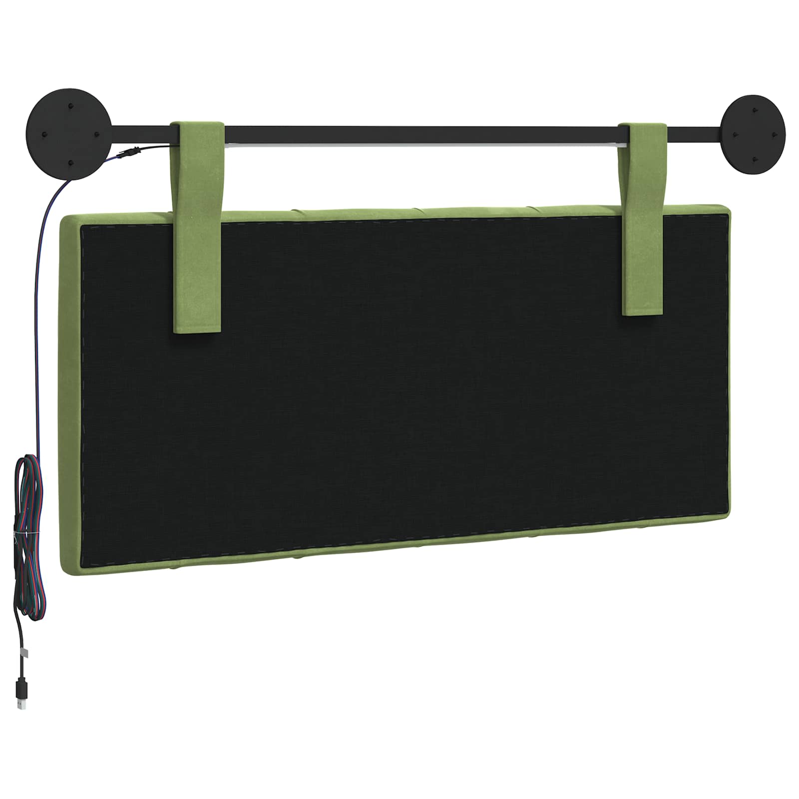 Tête de lit suspendue Avec lumière LED Vert clair Velours - XIOS
