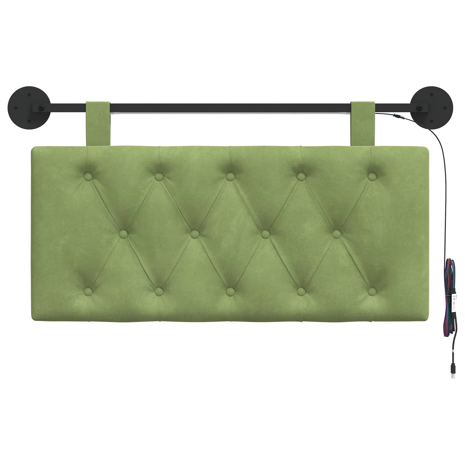 Tête de lit suspendue Avec lumière LED Vert clair Velours - XIOS