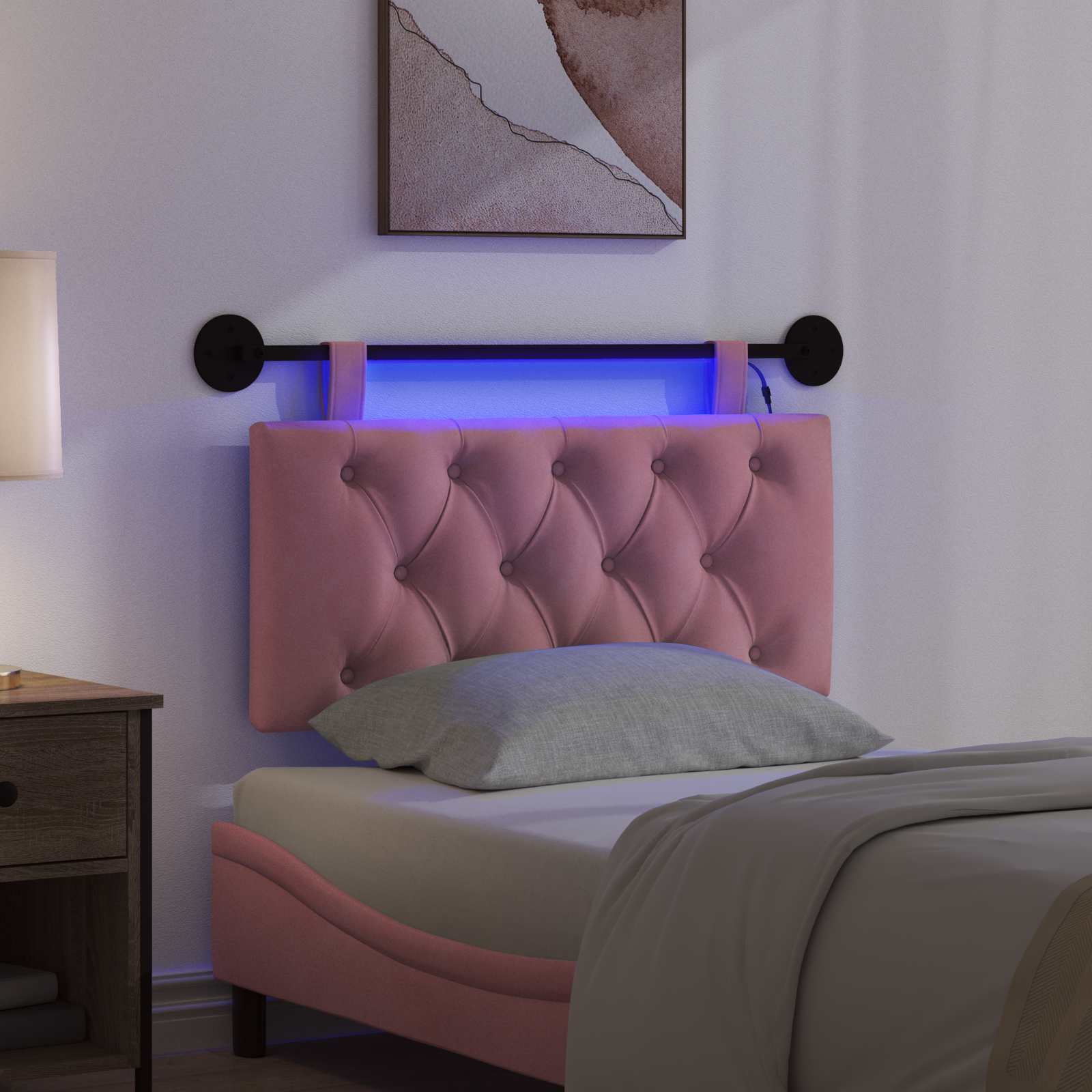 Tête de lit suspendue Avec lumière LED Rose Velours - XIOS