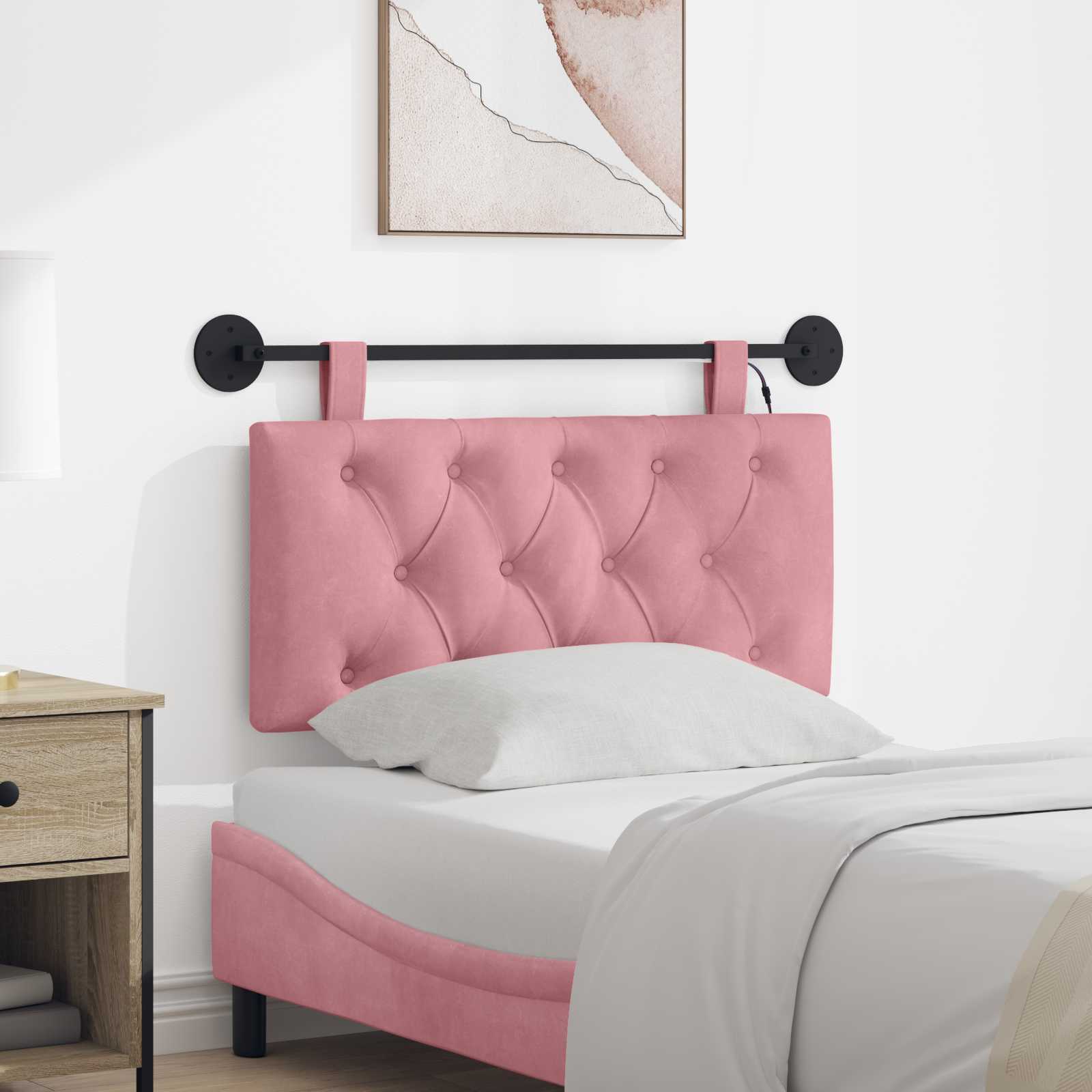 Tête de lit suspendue Avec lumière LED Rose Velours - XIOS