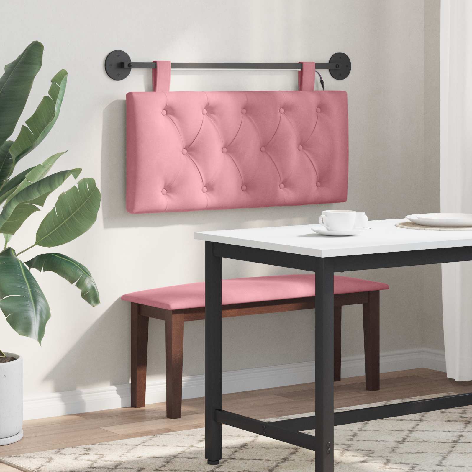 Tête de lit suspendue Avec lumière LED Rose Velours - XIOS