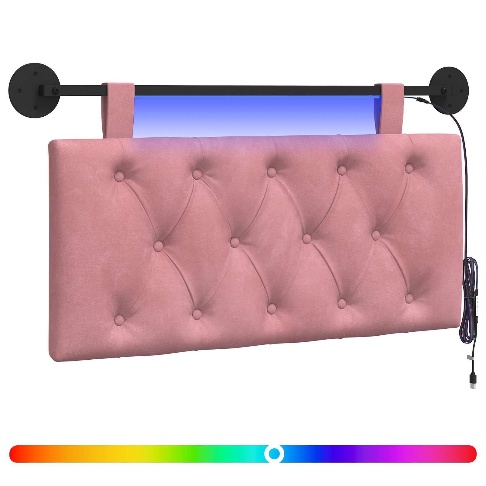 Tête de lit suspendue Avec lumière LED Rose Velours - XIOS