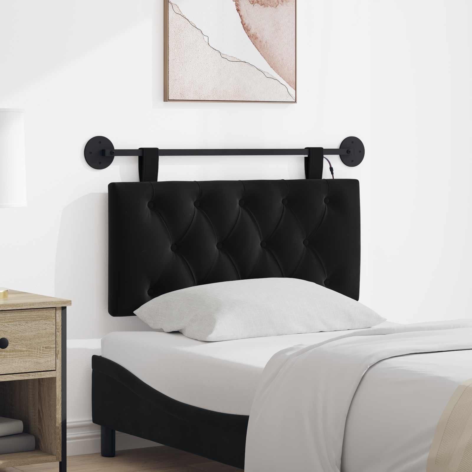 Tête de lit suspendue Avec lumière LED Noir Velours - XIOS
