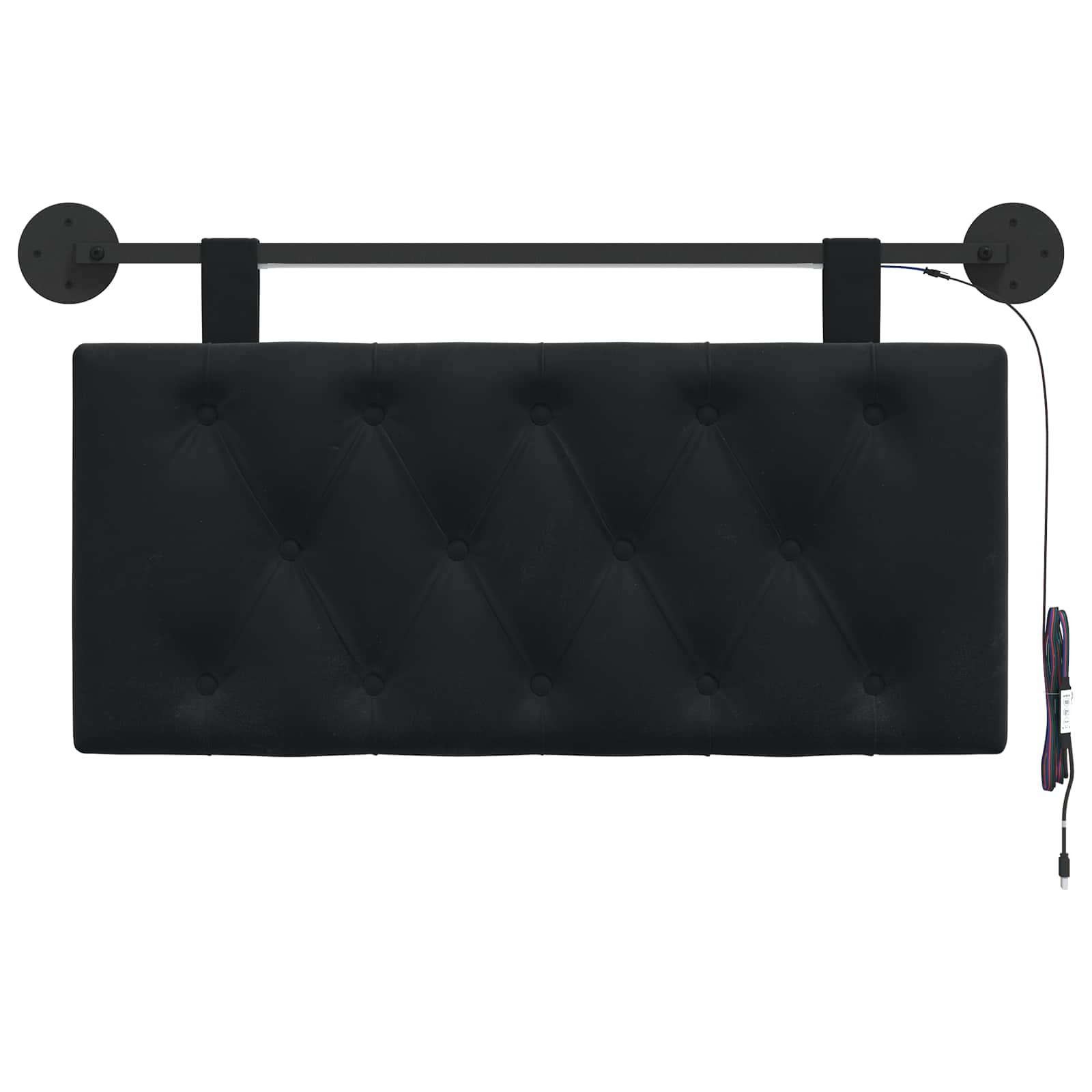 Tête de lit suspendue Avec lumière LED Noir Velours - XIOS