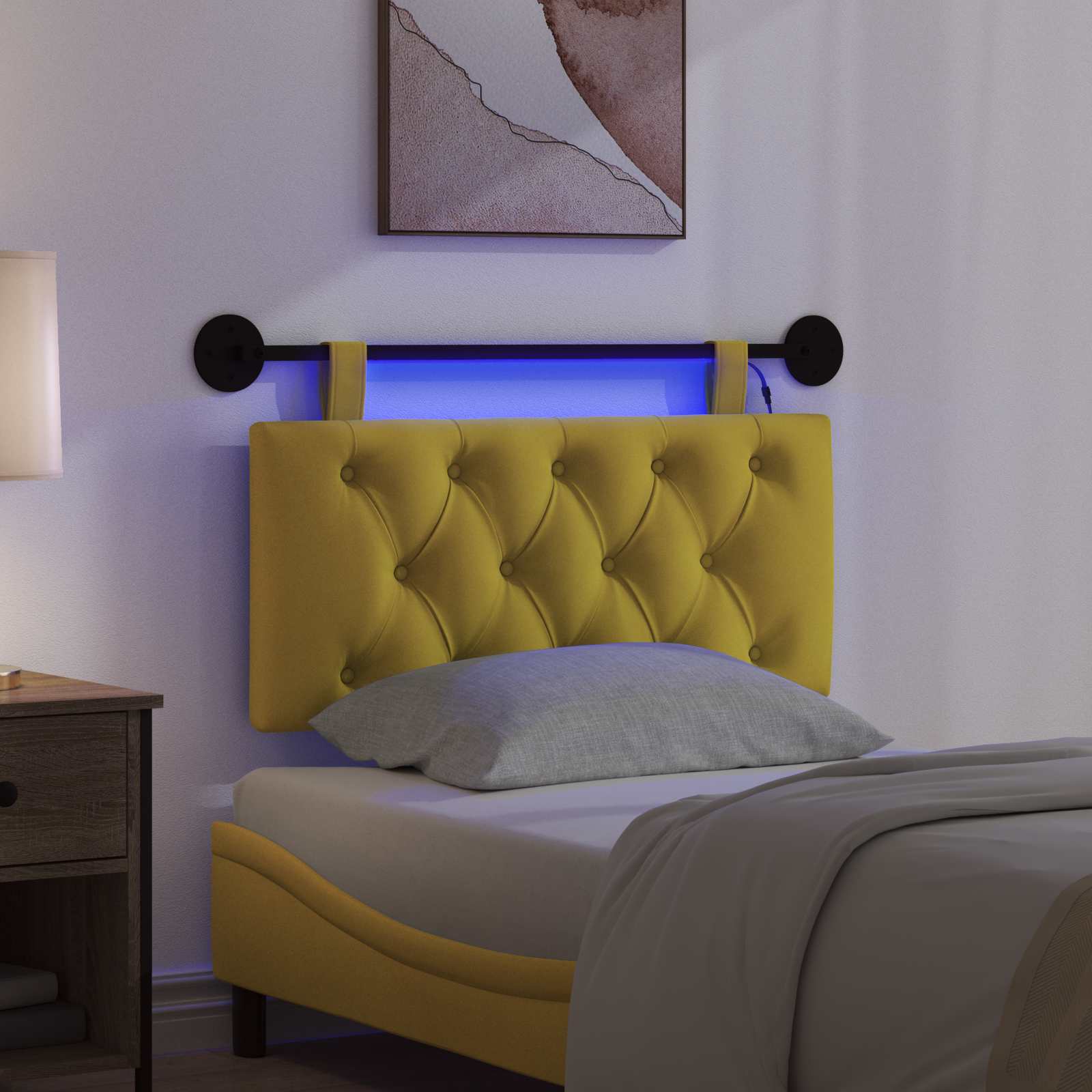 Tête de lit suspendue Avec lumière LED Jaune Velours - XIOS