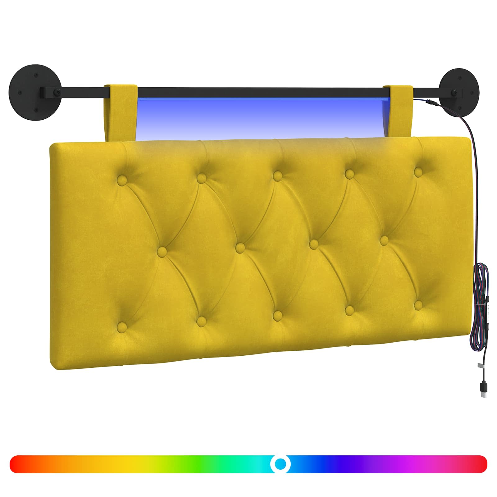 Tête de lit suspendue Avec lumière LED Jaune Velours - XIOS