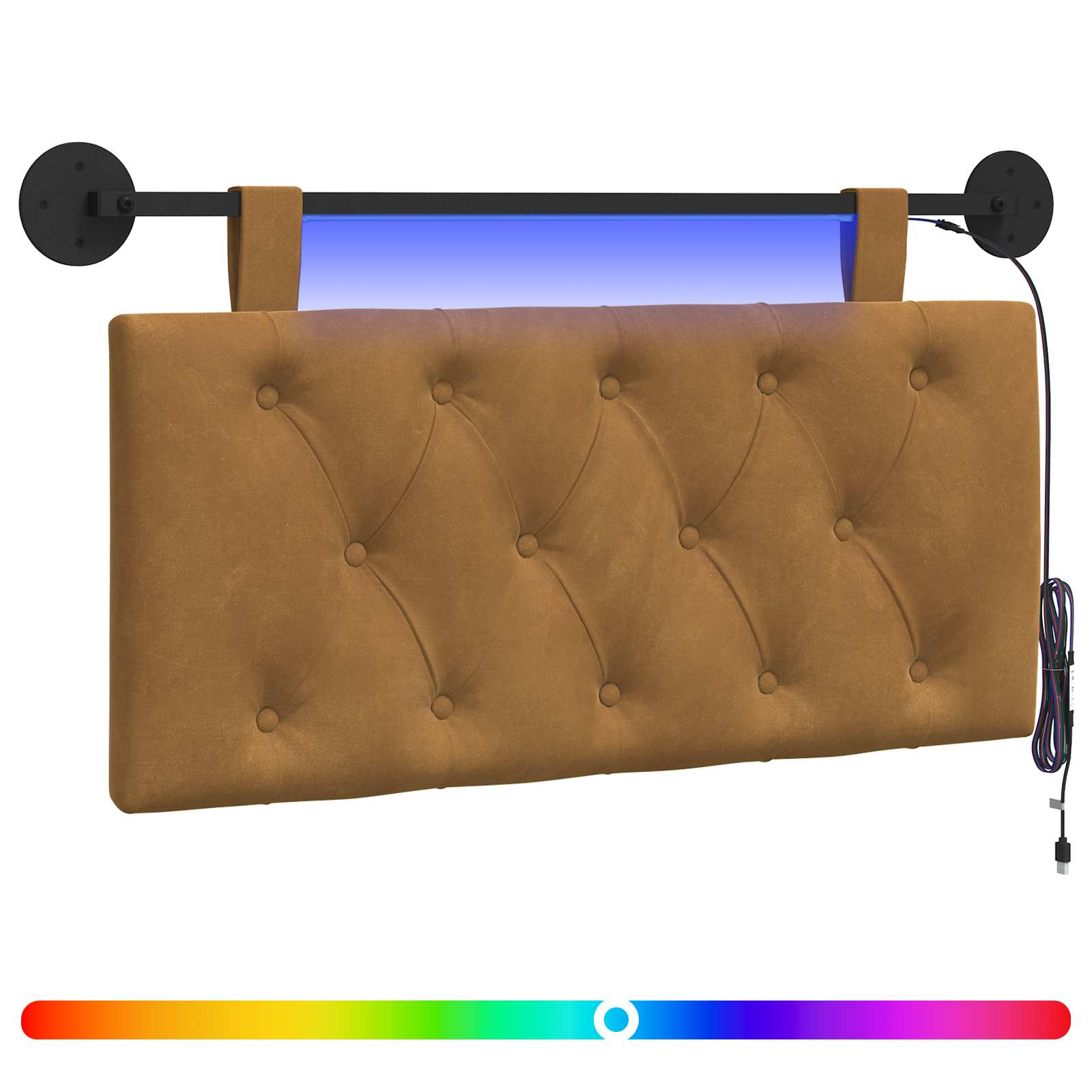 Tête de lit suspendue Avec lumière LED Marron Velours - XIOS