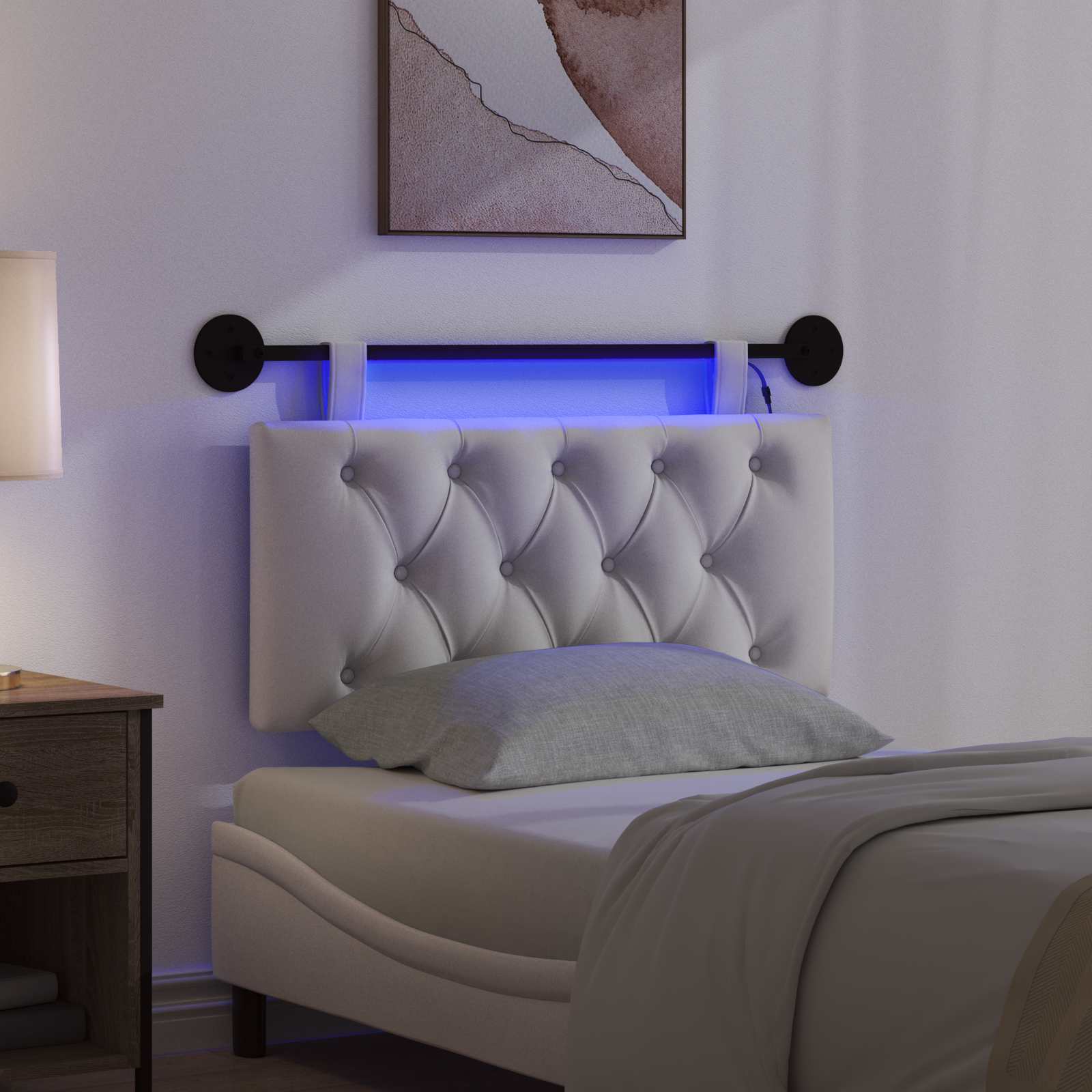 Tête de lit suspendue Avec lumière LED Crème Velours - XIOS