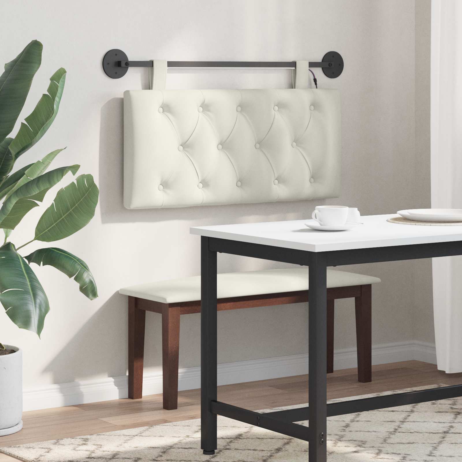 Tête de lit suspendue Avec lumière LED Crème Velours - XIOS