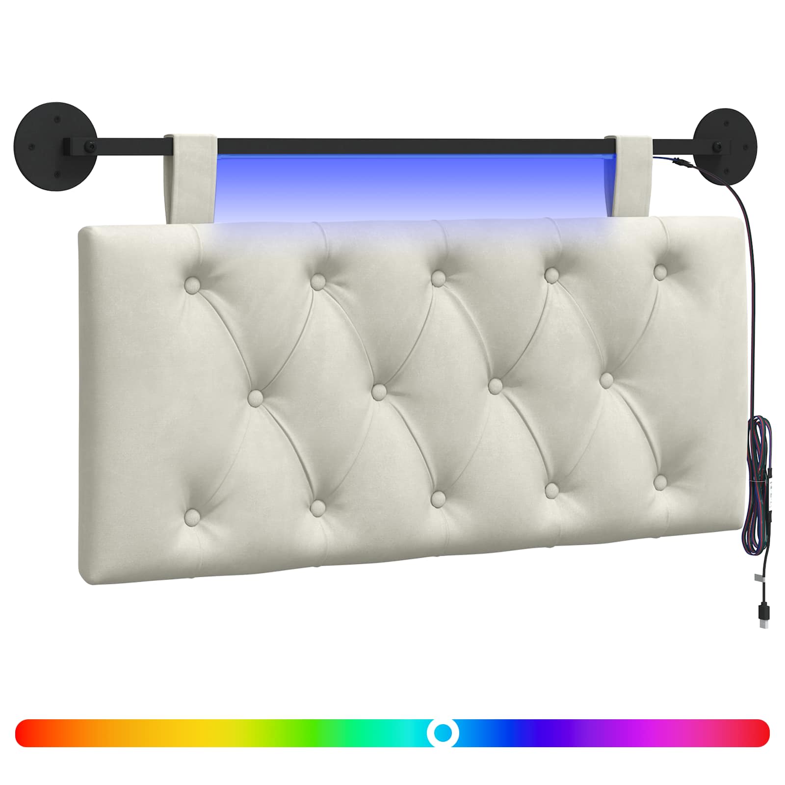 Tête de lit suspendue Avec lumière LED Crème Velours - XIOS