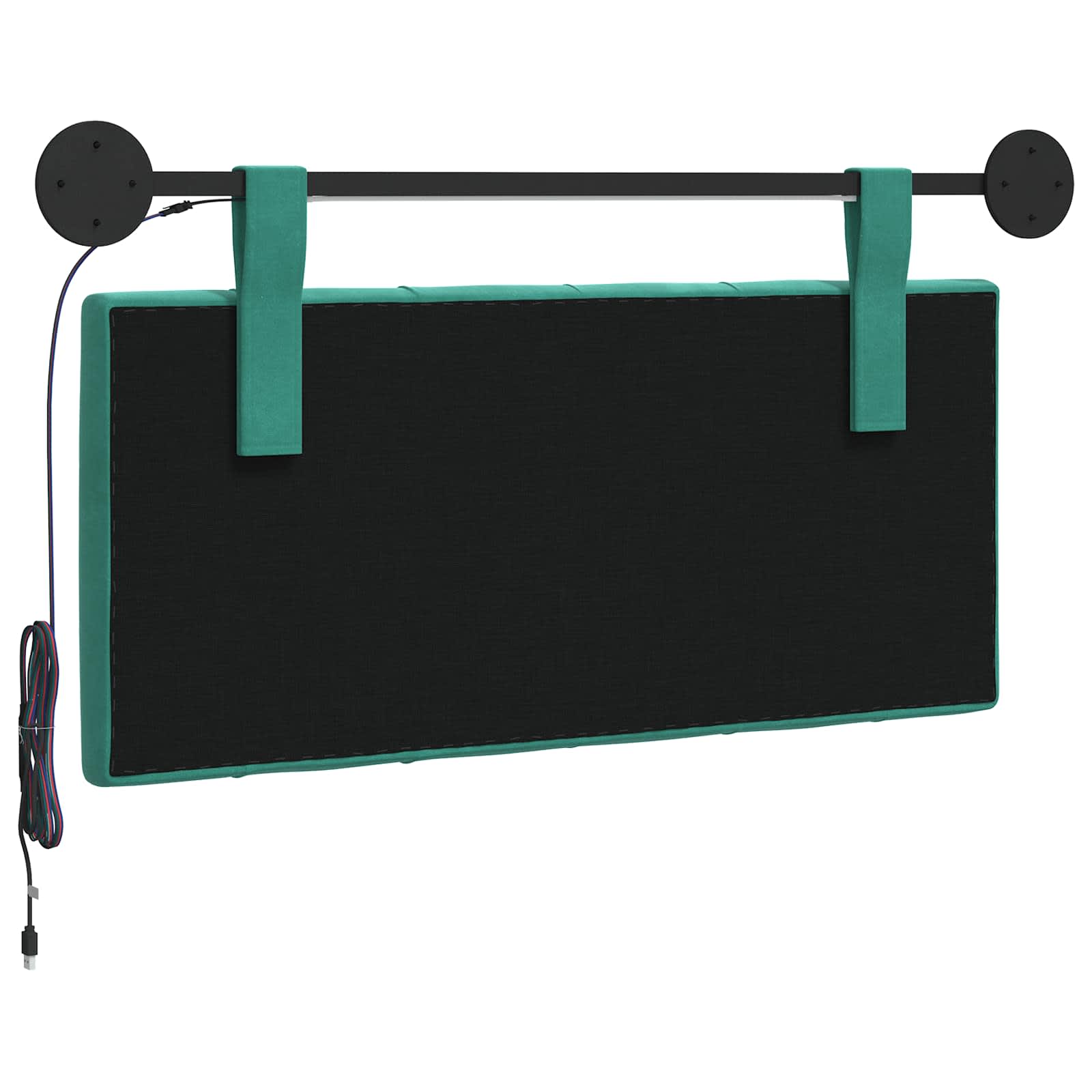 Tête de lit suspendue Avec lumière LED Turquoise Velours - XIOS