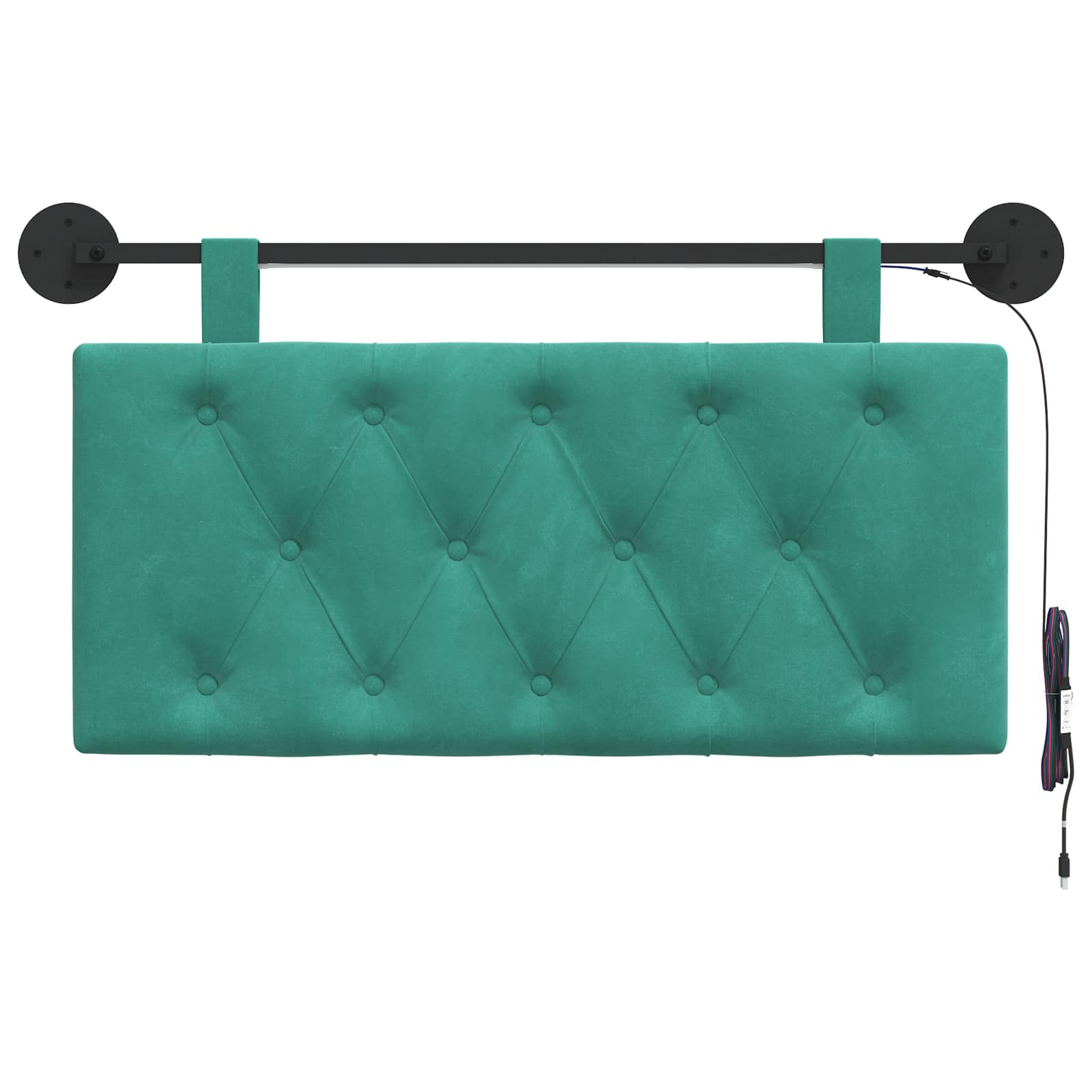 Tête de lit suspendue Avec lumière LED Turquoise Velours - XIOS