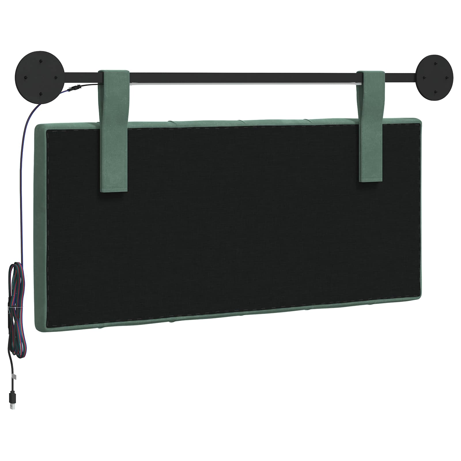 Tête de lit suspendue Avec lumière LED Vert Mer Velours - XIOS