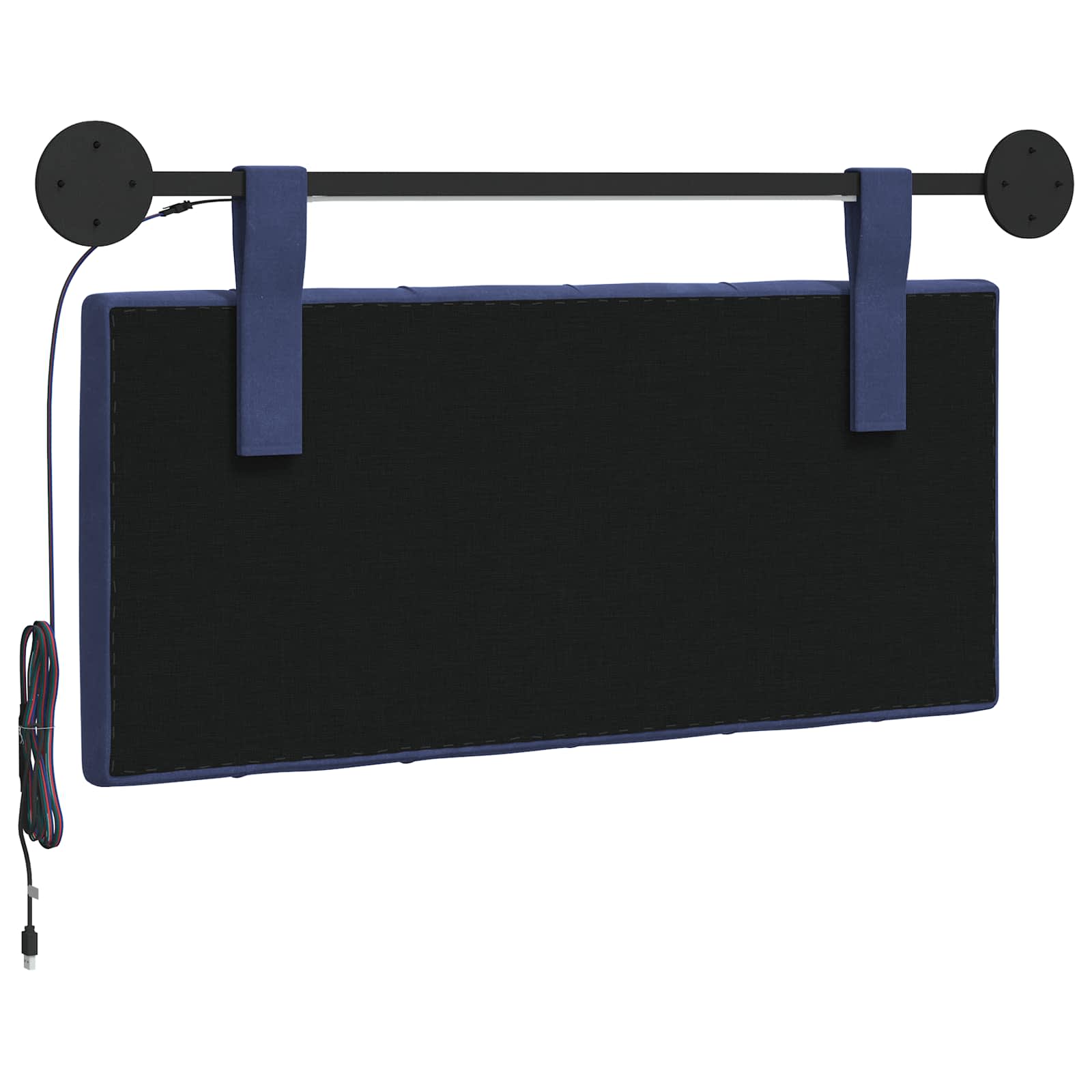 Tête de lit suspendue Avec lumière LED Bleu police Velours - XIOS