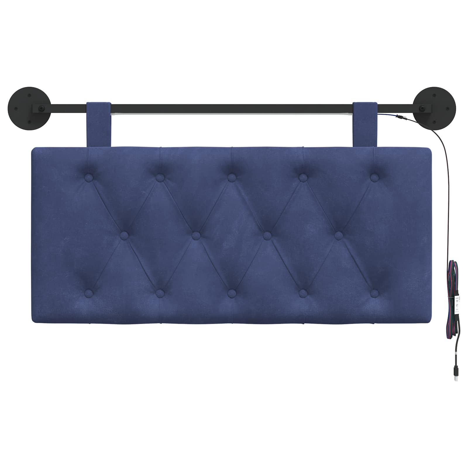 Tête de lit suspendue Avec lumière LED Bleu police Velours - XIOS