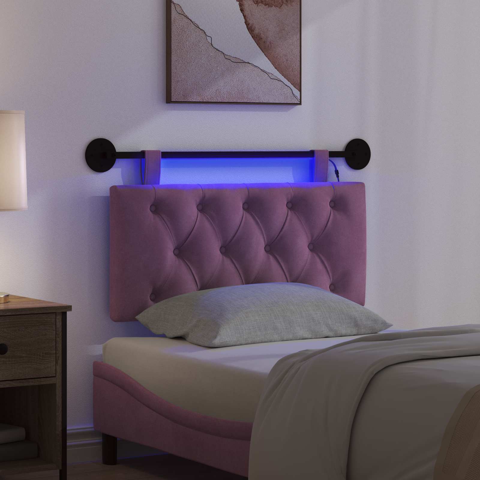 Tête de lit suspendue Avec lumière LED Pourpre Velours - XIOS