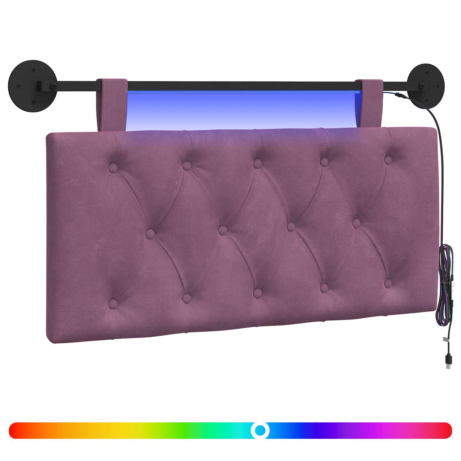 Tête de lit suspendue Avec lumière LED Pourpre Velours - XIOS