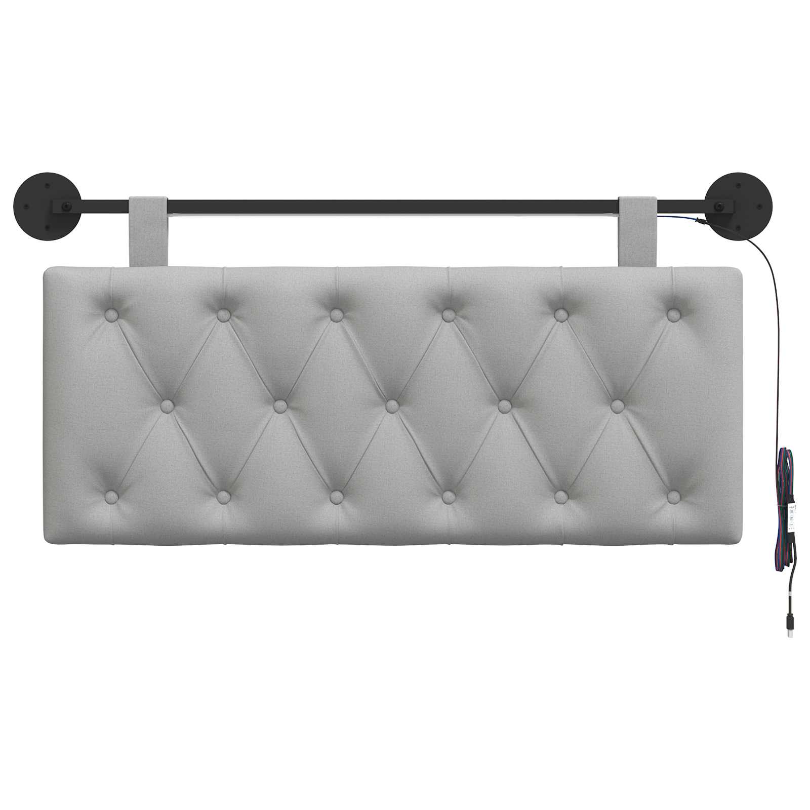 Tête de lit suspendue Avec lumière LED Gris nuage Tissu - XIOS