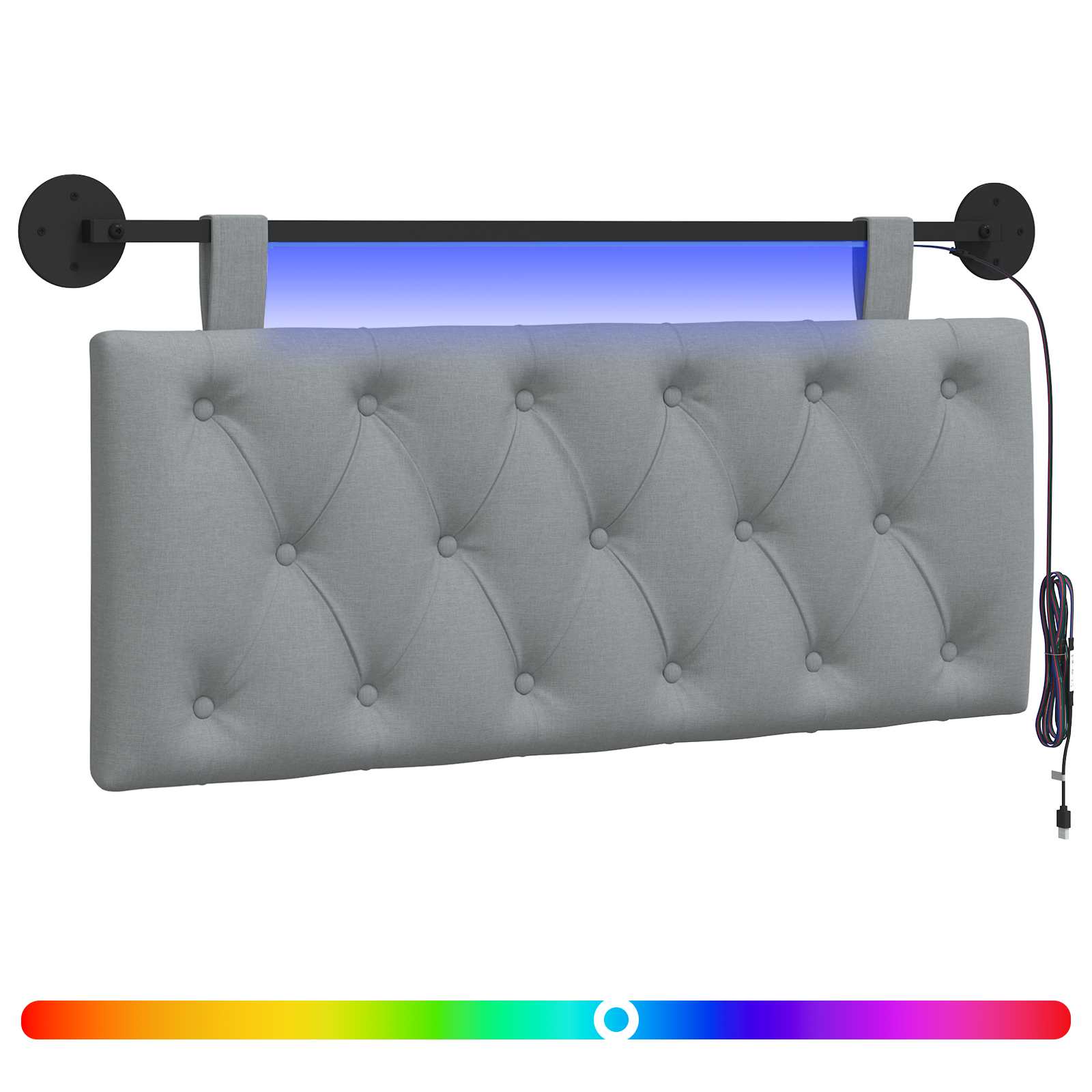 Tête de lit suspendue Avec lumière LED Gris clair Tissu - XIOS