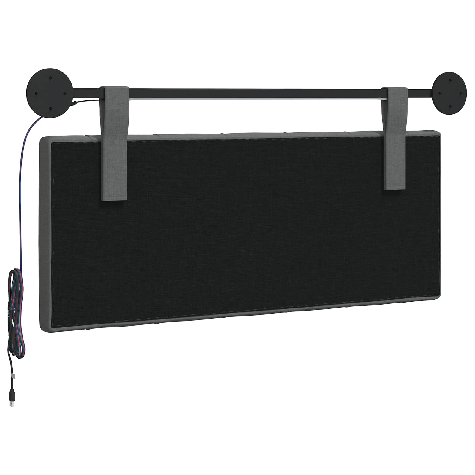 Tête de lit suspendue Avec lumière LED Gris foncé Tissu - XIOS