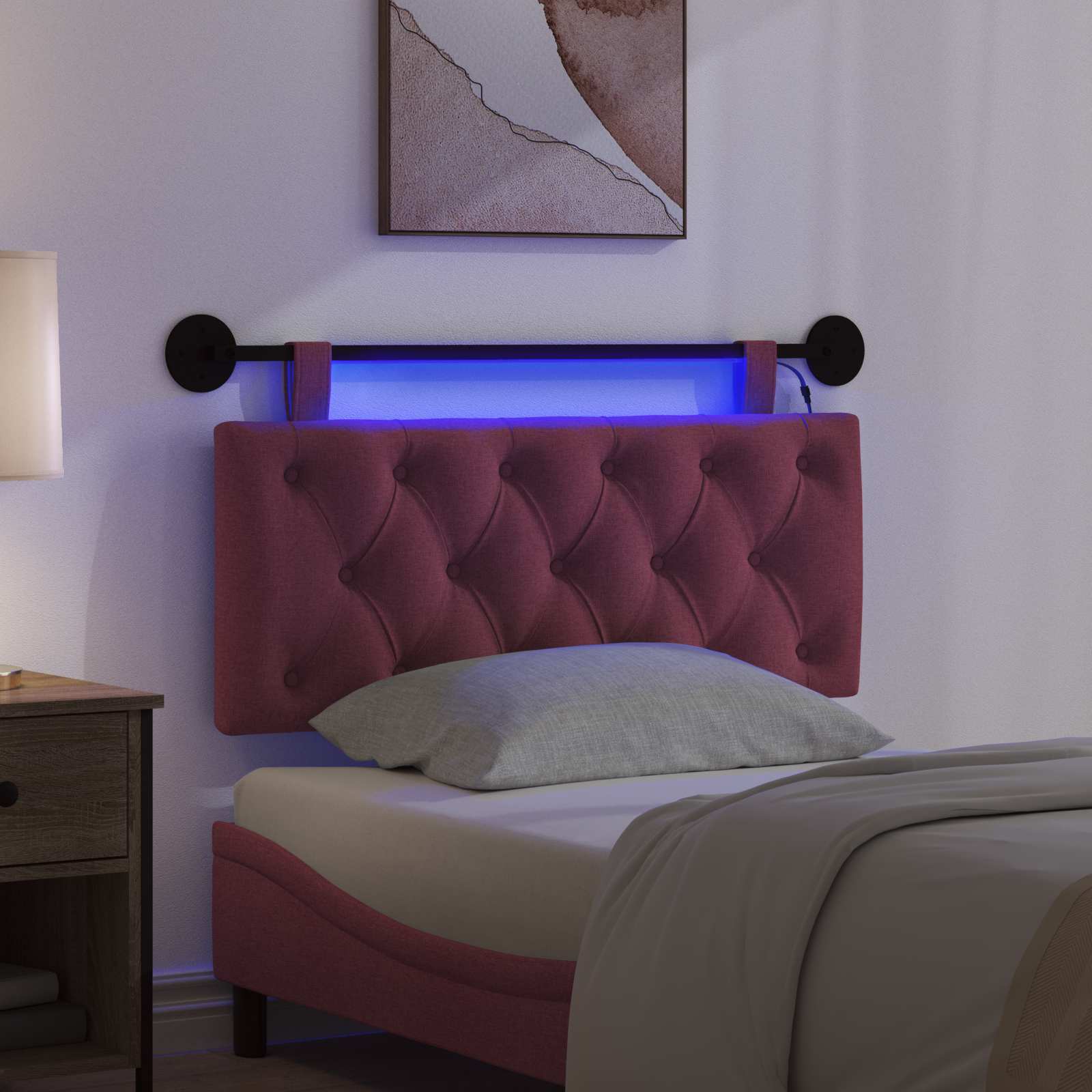 Tête de lit suspendue Avec lumière LED Bordeaux Tissu - XIOS