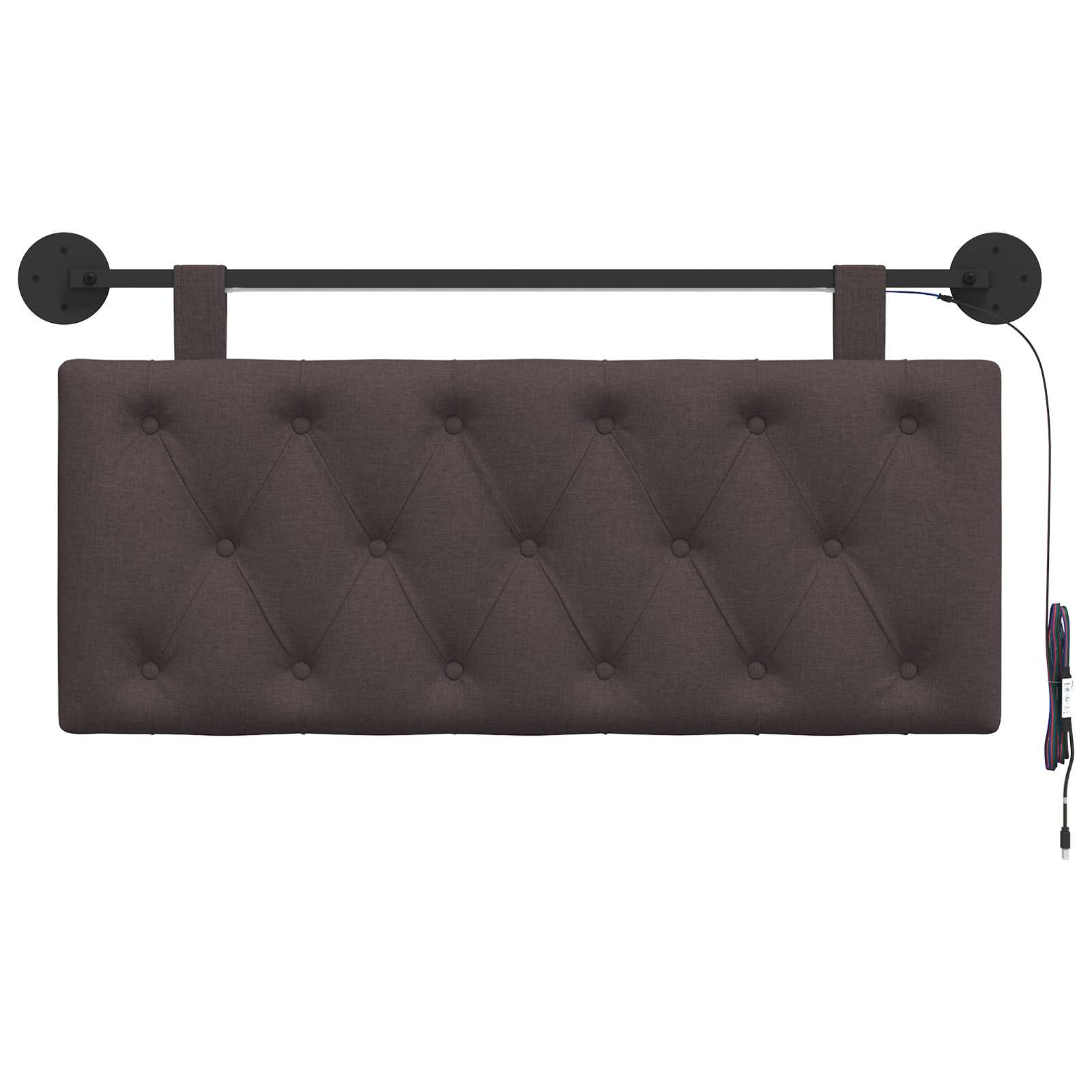 Tête de lit suspendue Avec lumière LED Marron foncé Tissu - XIOS