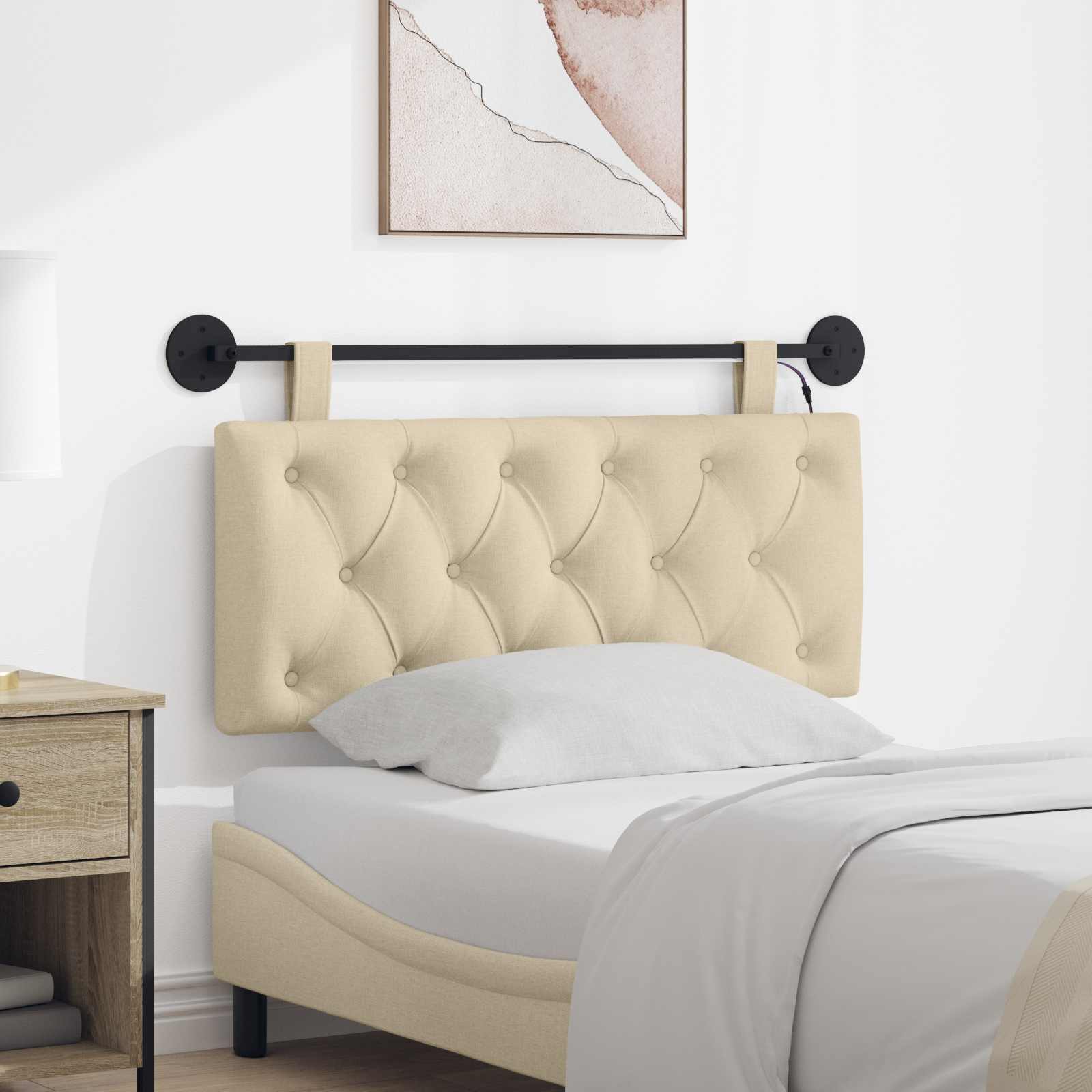 Tête de lit suspendue Avec lumière LED Crème Tissu - XIOS