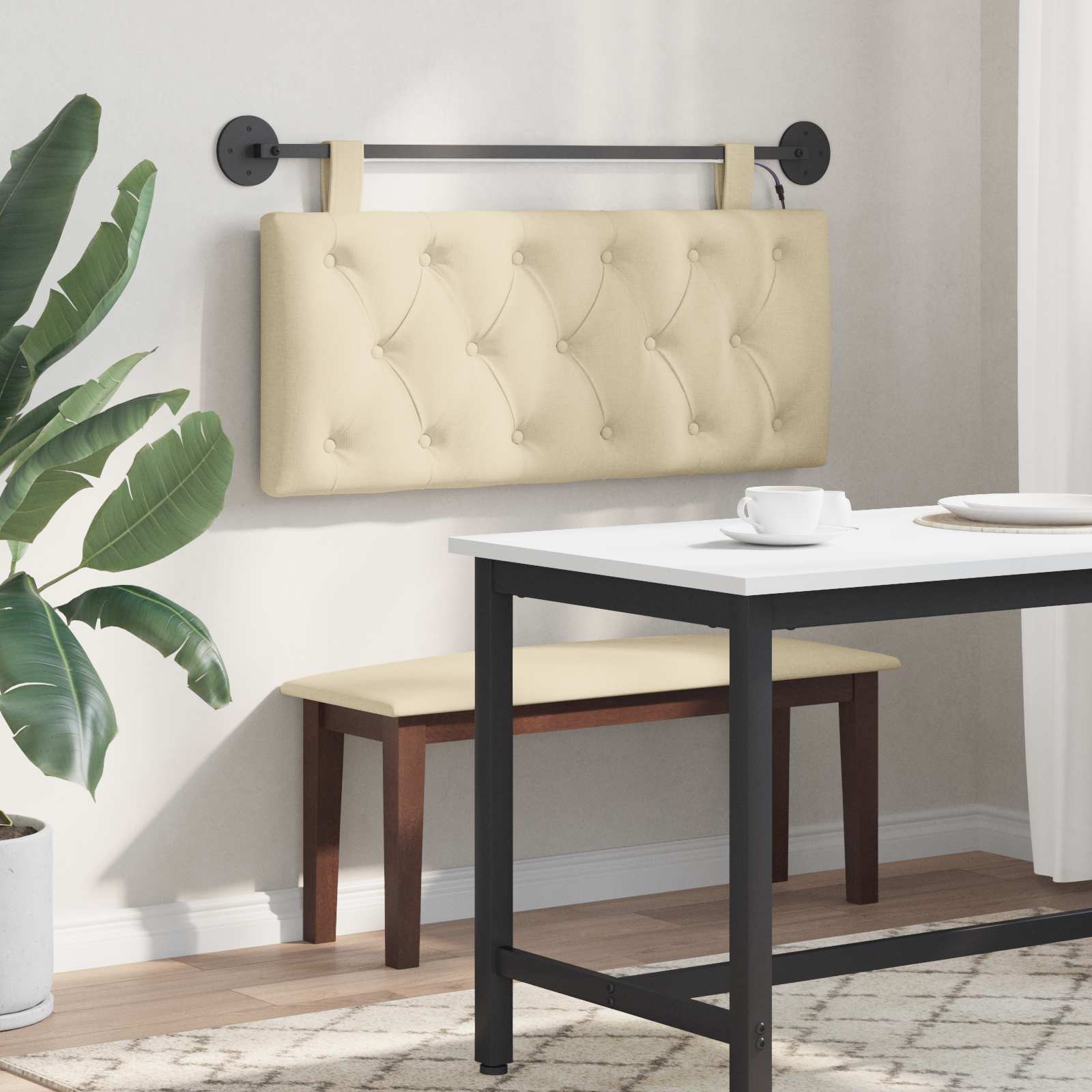 Tête de lit suspendue Avec lumière LED Crème Tissu - XIOS