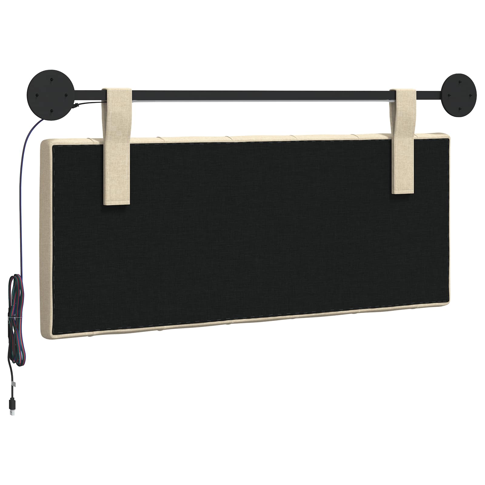 Tête de lit suspendue Avec lumière LED Crème Tissu - XIOS