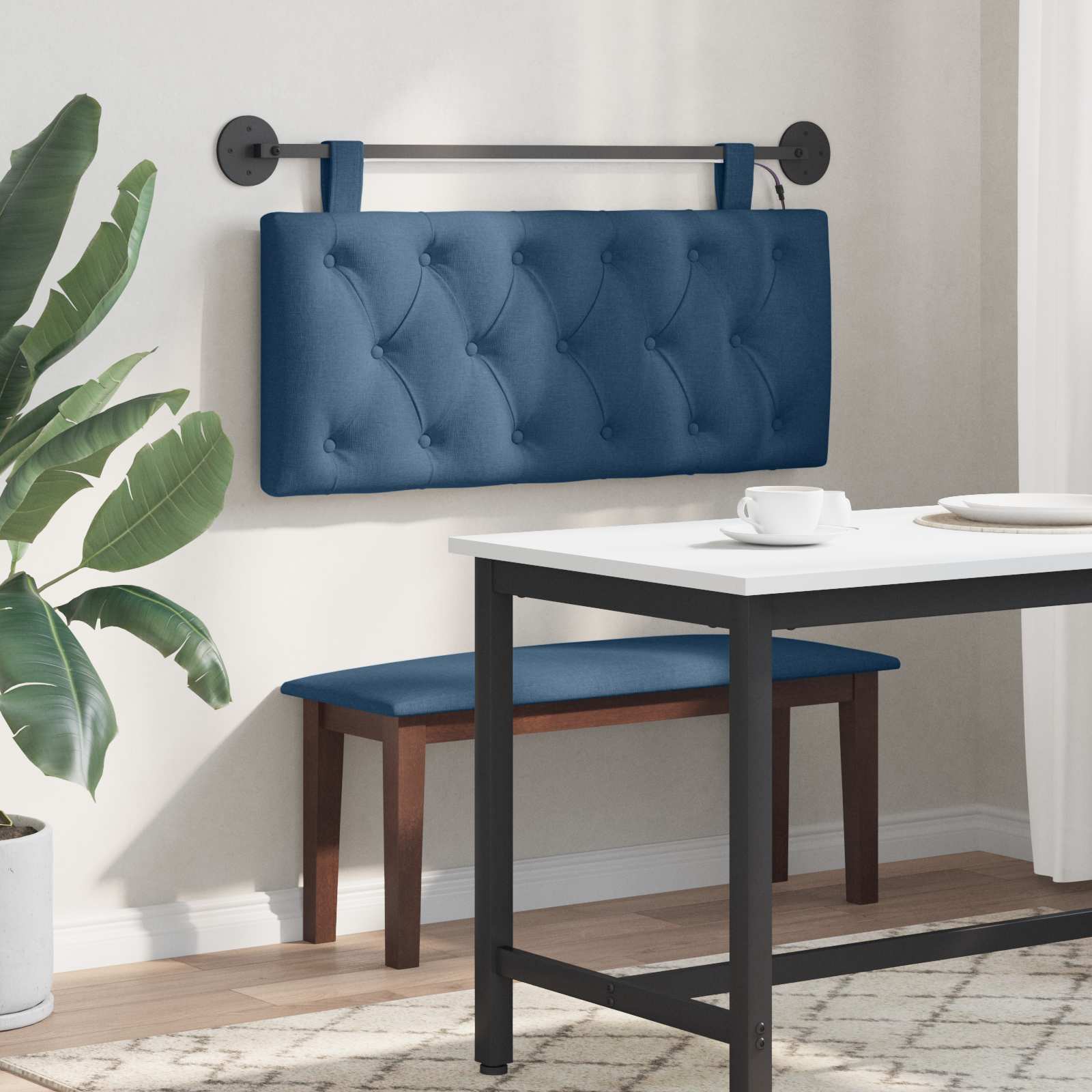 Tête de lit suspendue Avec lumière LED Bleu Tissu - XIOS