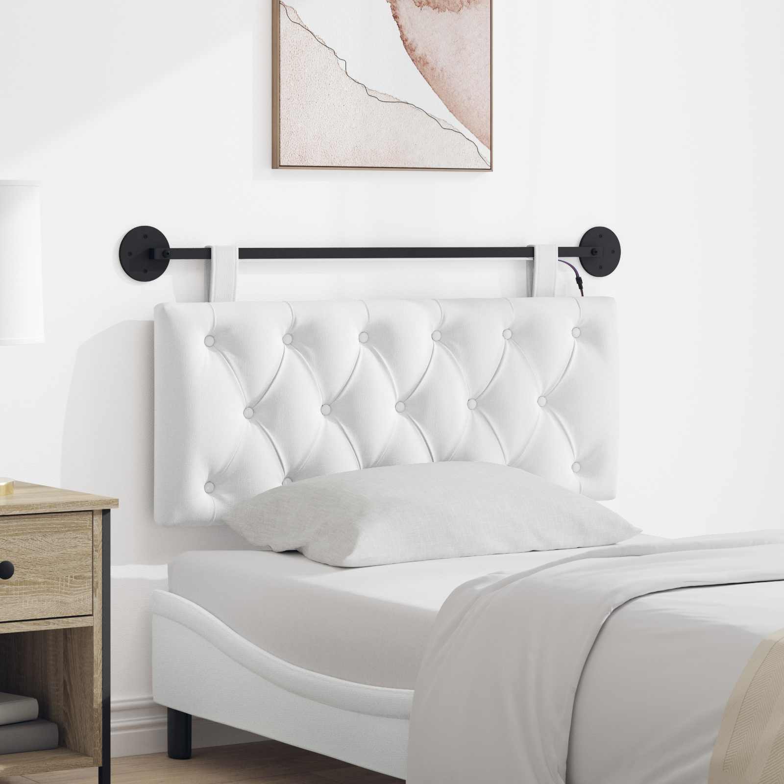 Tête de lit suspendue Avec lumière LED Blanc Tissu - XIOS