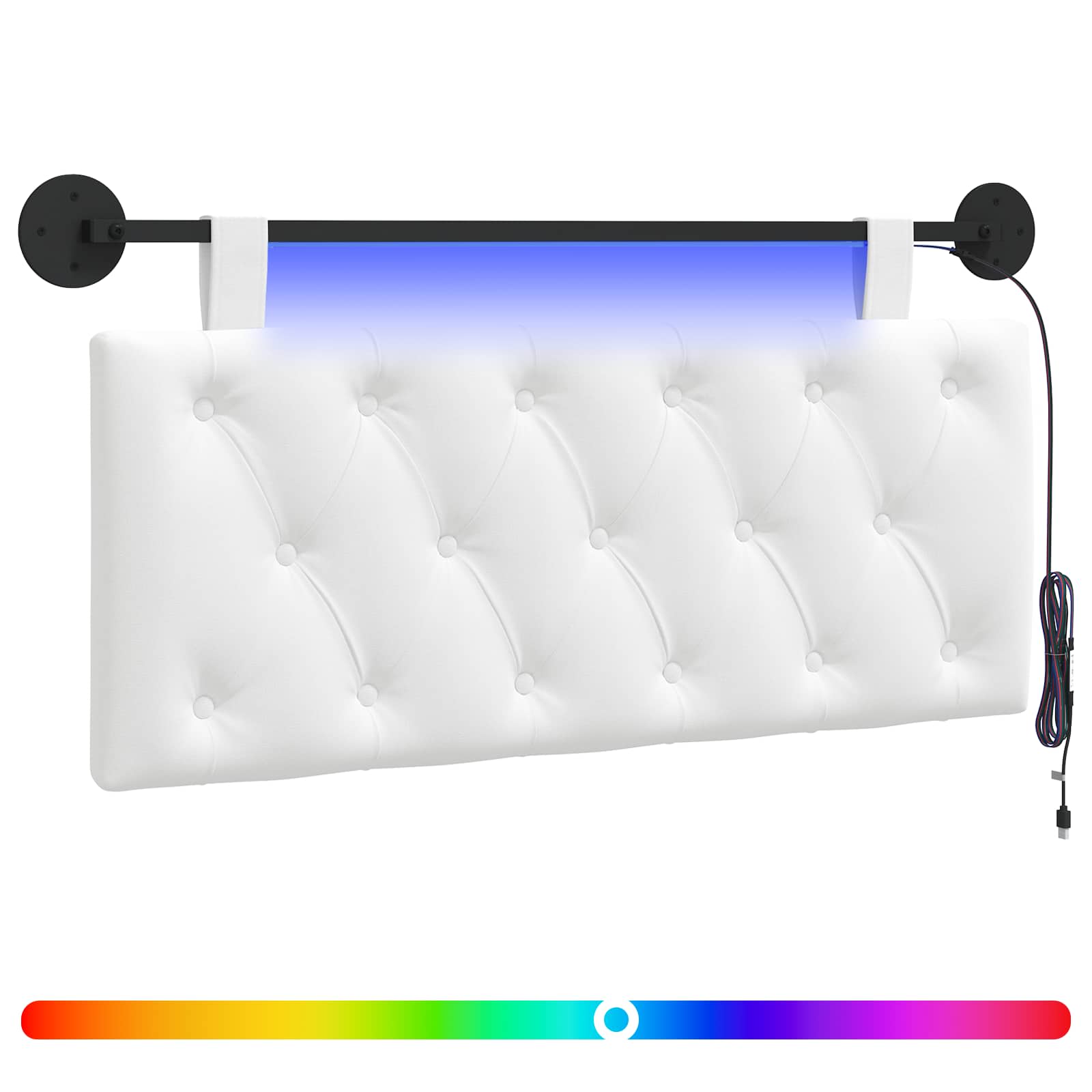 Tête de lit suspendue Avec lumière LED Blanc Tissu - XIOS