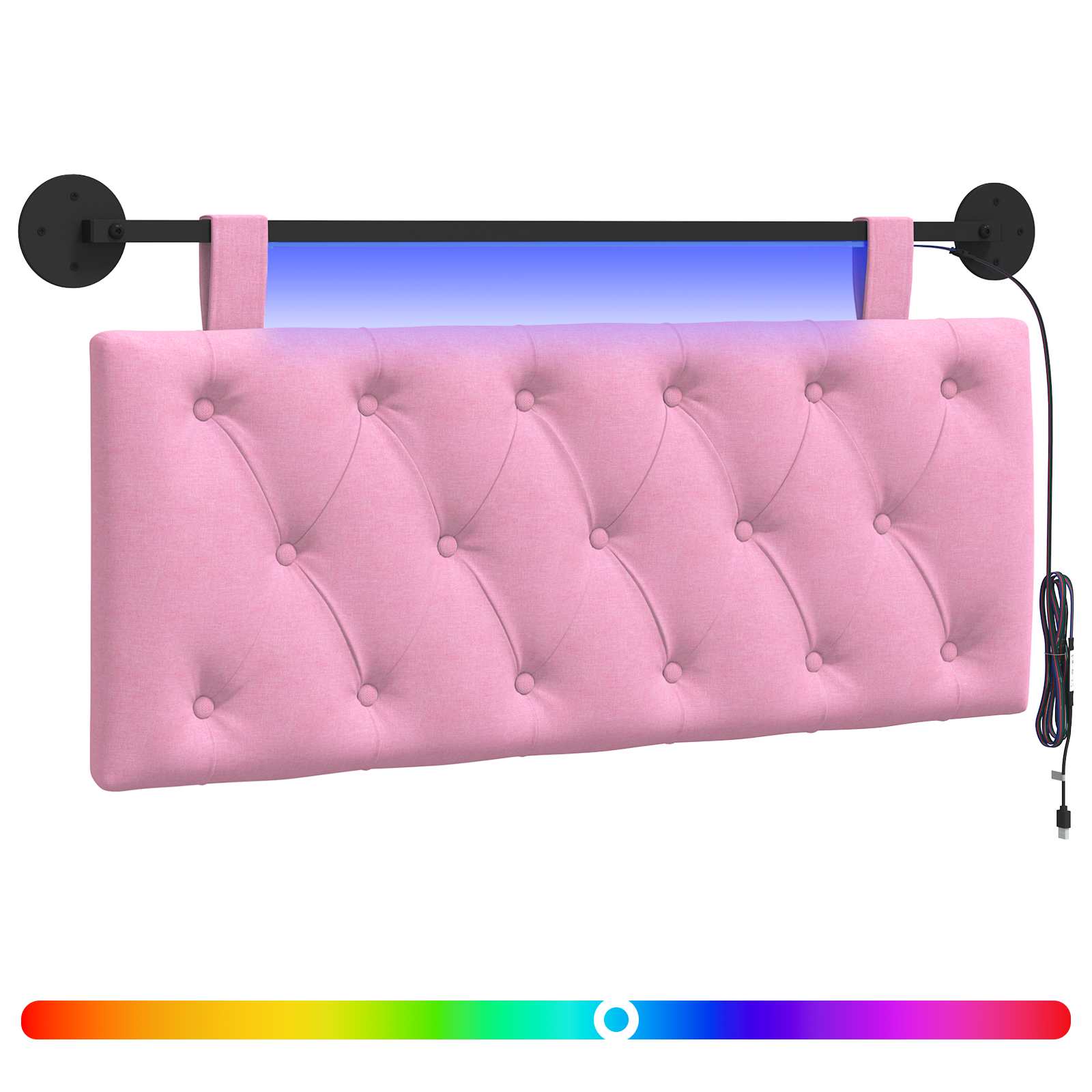 Tête de lit suspendue Avec lumière LED Rose Tissu - XIOS