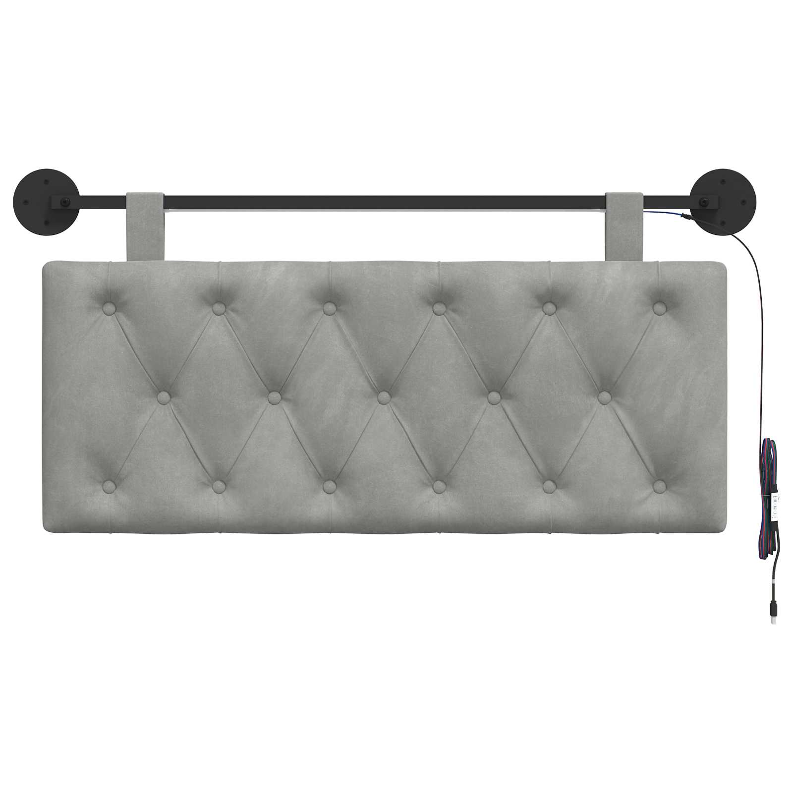 Tête de lit suspendue Avec lumière LED Gris clair Velours - XIOS