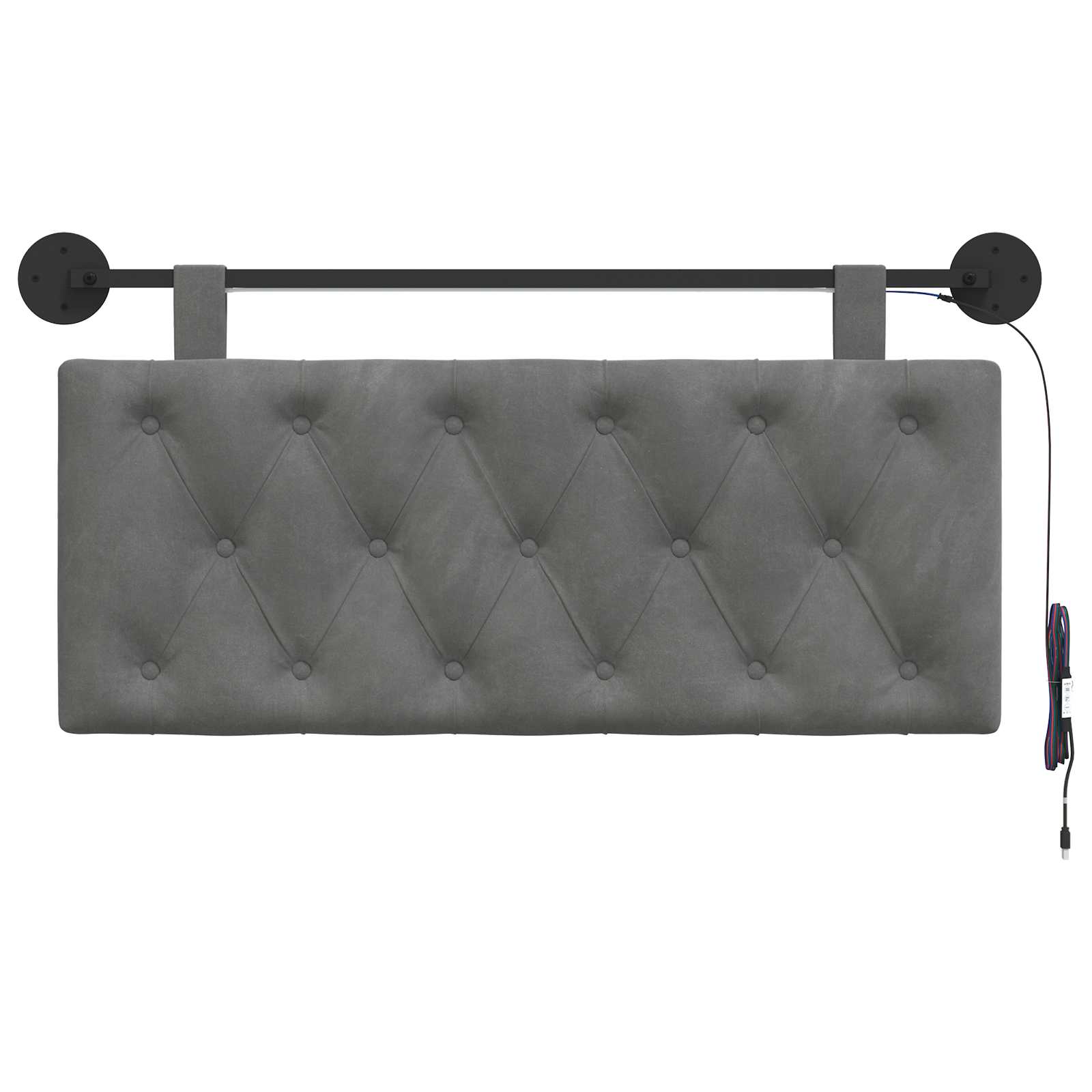 Tête de lit suspendue Avec lumière LED Gris foncé Velours - XIOS
