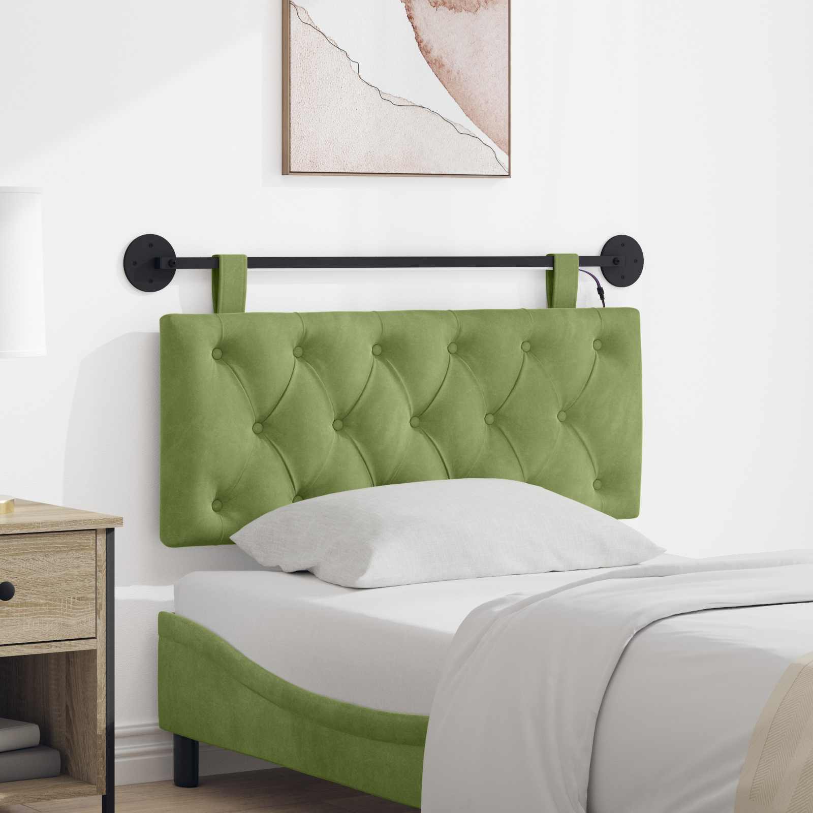 Tête de lit suspendue Avec lumière LED Vert clair Velours - XIOS